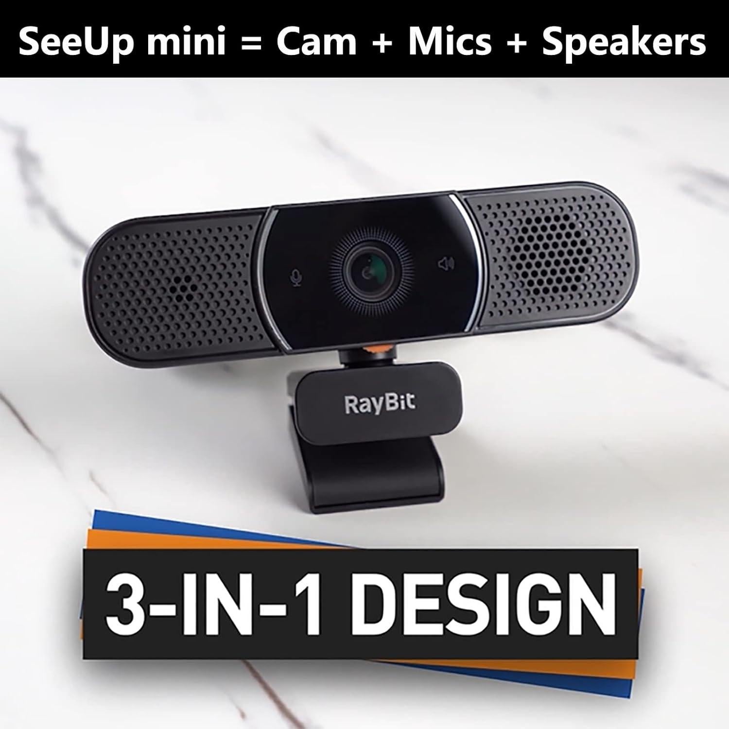Cámara Web RayBit US-SeeUpmini 2K HD con Micrófono y Altavoz