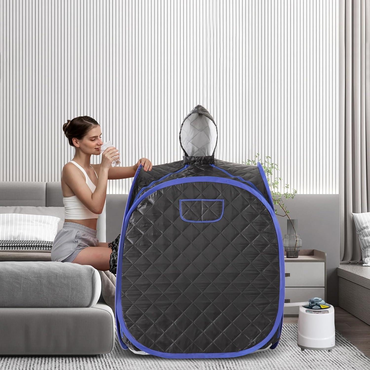 Sauna de Vapor Portátil ZONEMEL para 1-2 Personas 900W