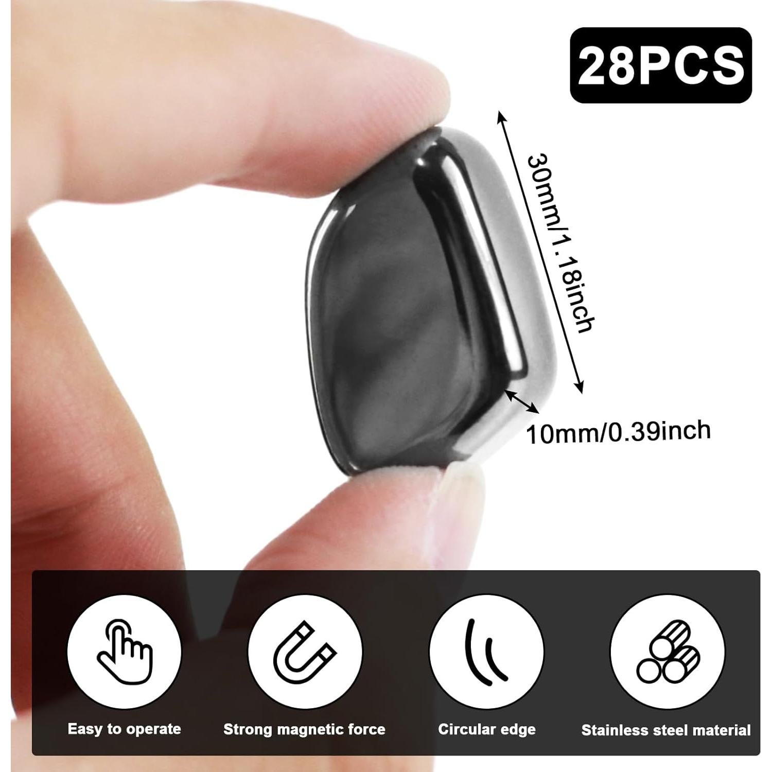 28 Imanes de Nevera MILEBAS Negros 30x10mm Fuertes