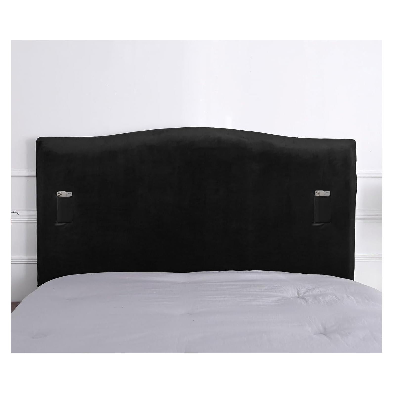 Funda de Cabecera WOMACO Negra 129-178 cm con Bolsillos