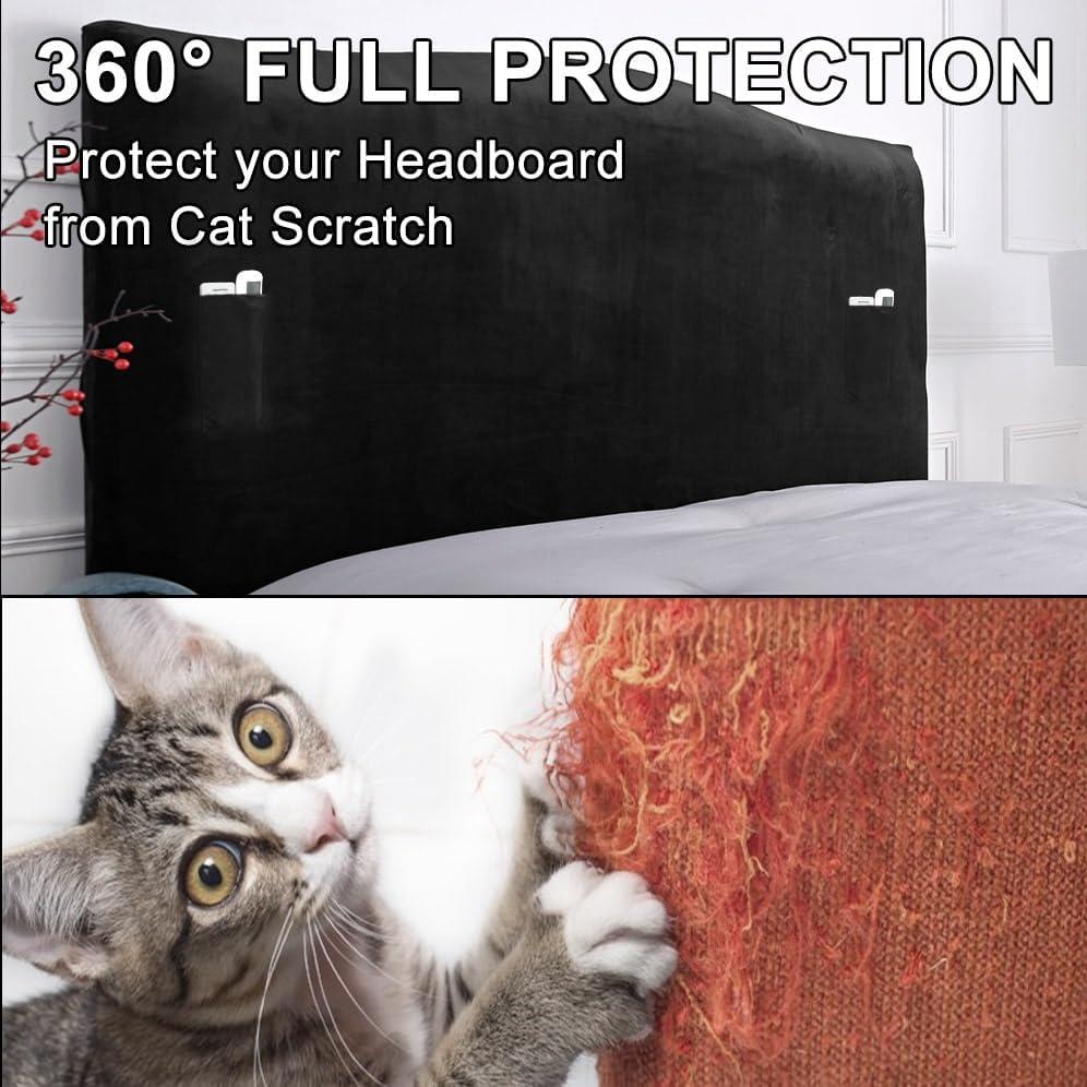 Funda de Cabecera WOMACO Negra 129-178 cm con Bolsillos