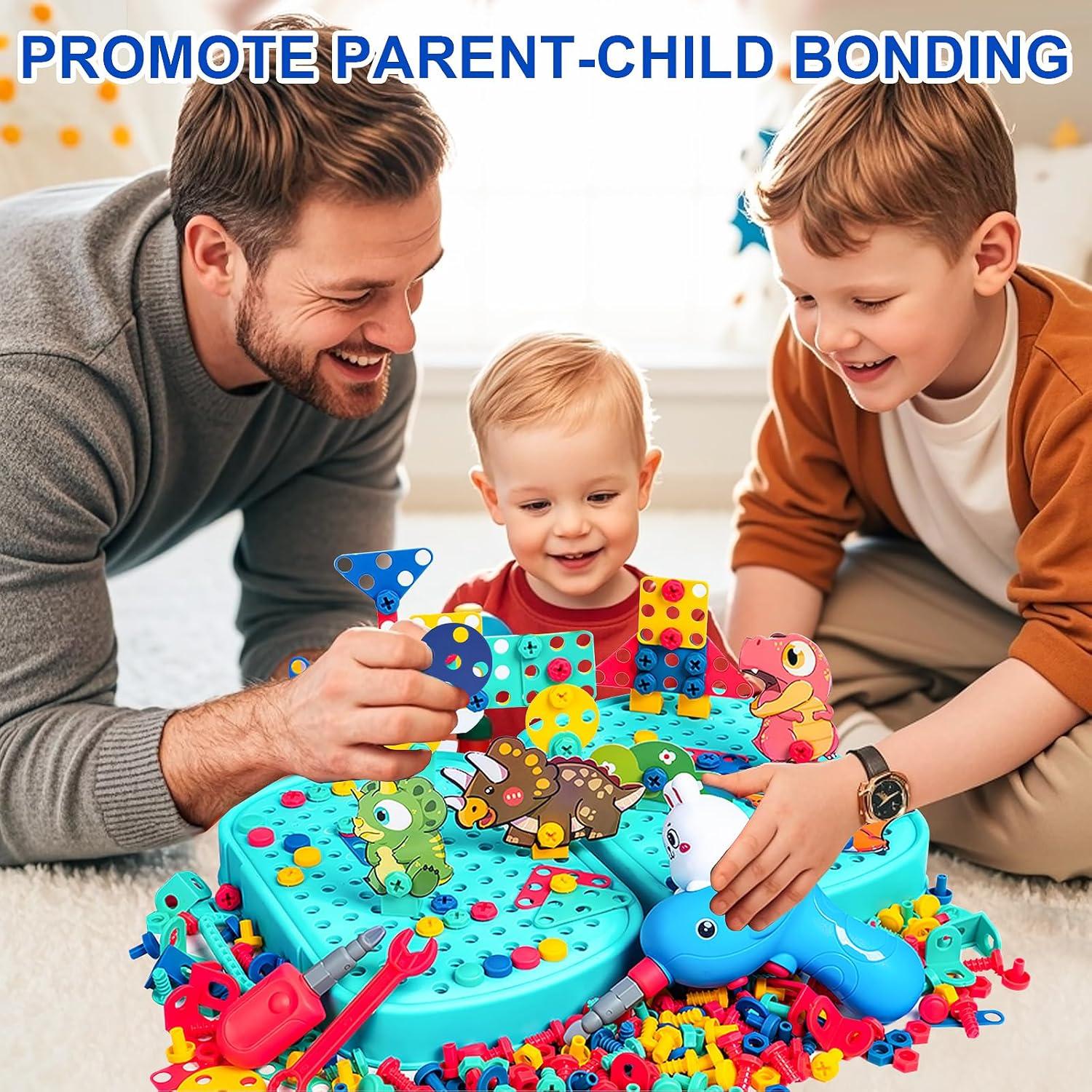 Magic Montessori Play Toolbox with Electric Drill Kids Tool Set for Toddlers 3-5, Design and Drill Screw Toy with Kids Tool Box with Real Power Tools, Gift Toys for Boys and Girls Ages 4-6 (Green)