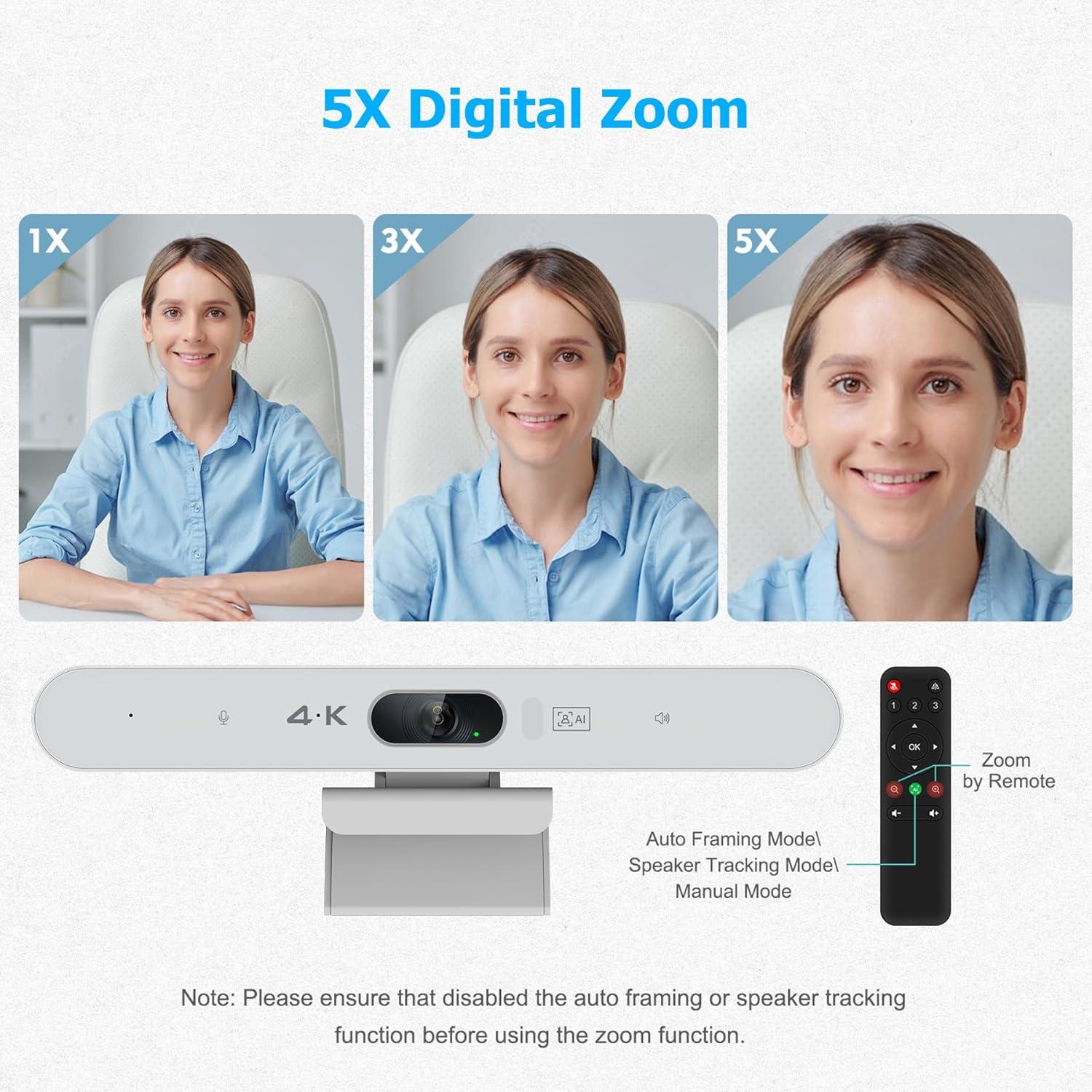 Webcam 4K PolaTab C4KHD con Micrófono y Altavoz Hi-Fi