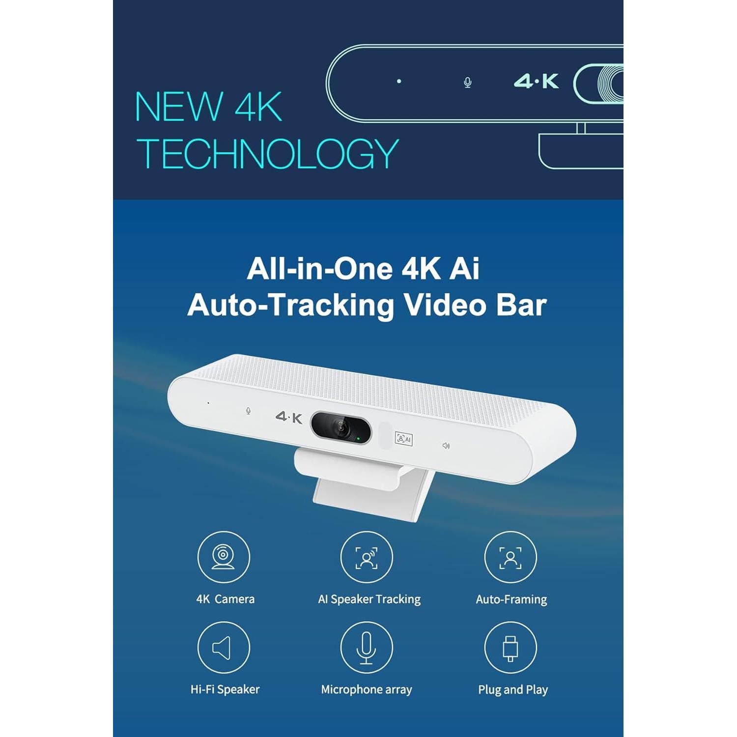 Webcam 4K PolaTab C4KHD con Micrófono y Altavoz Hi-Fi