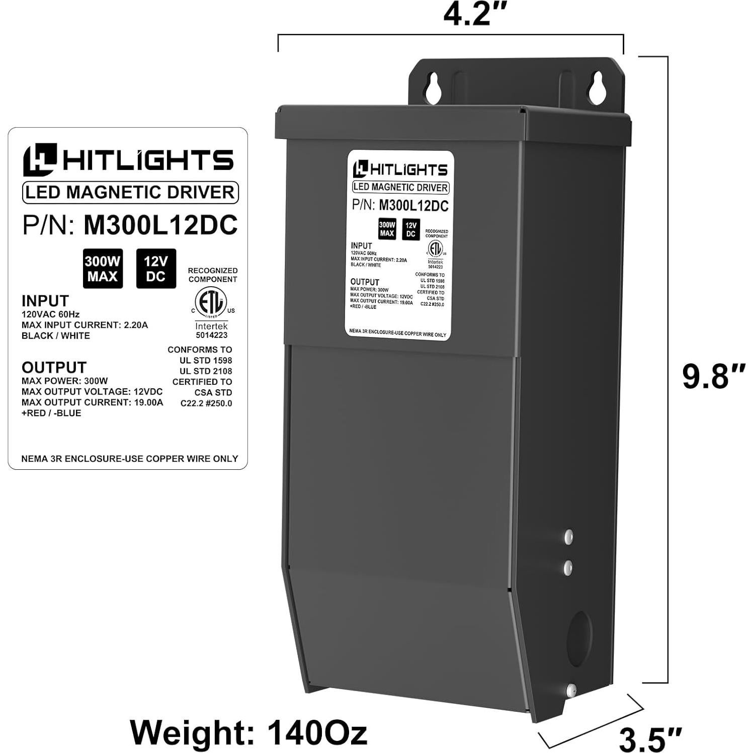 Driver Dimmable HitLights 300W 12V DC para LED