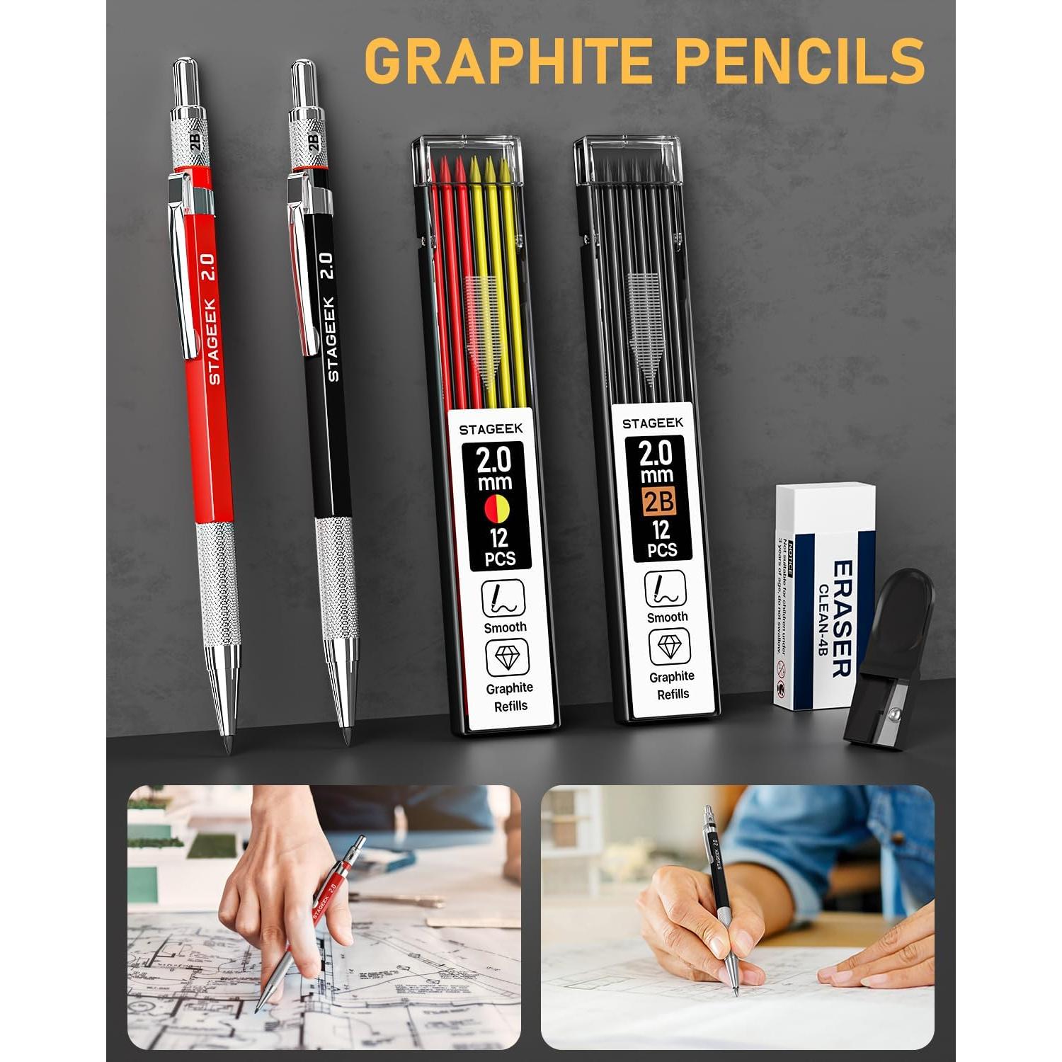 Juego de 17 lápices mecánicos STAGEEK para carpintero