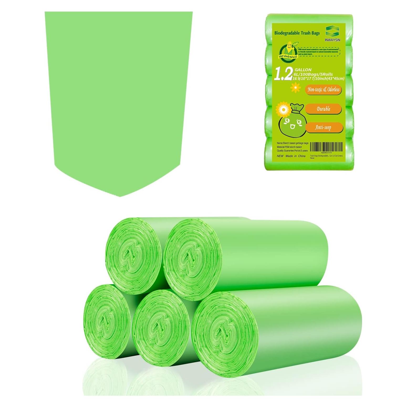 Mini Bolsas de Basura Biodegradables Inwaysin 6L 100 Unidades Verde