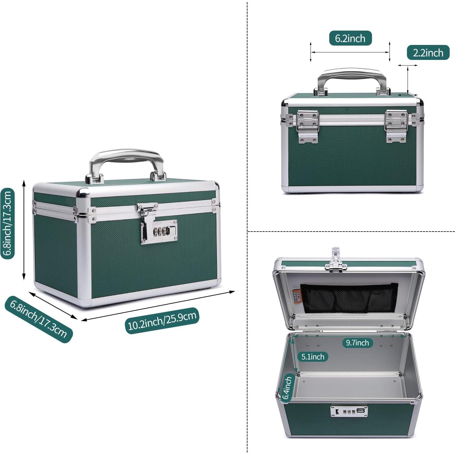 Caja de Medicamentos HEWEI WORKS Verde Cerradura 25.9x17.3 cm