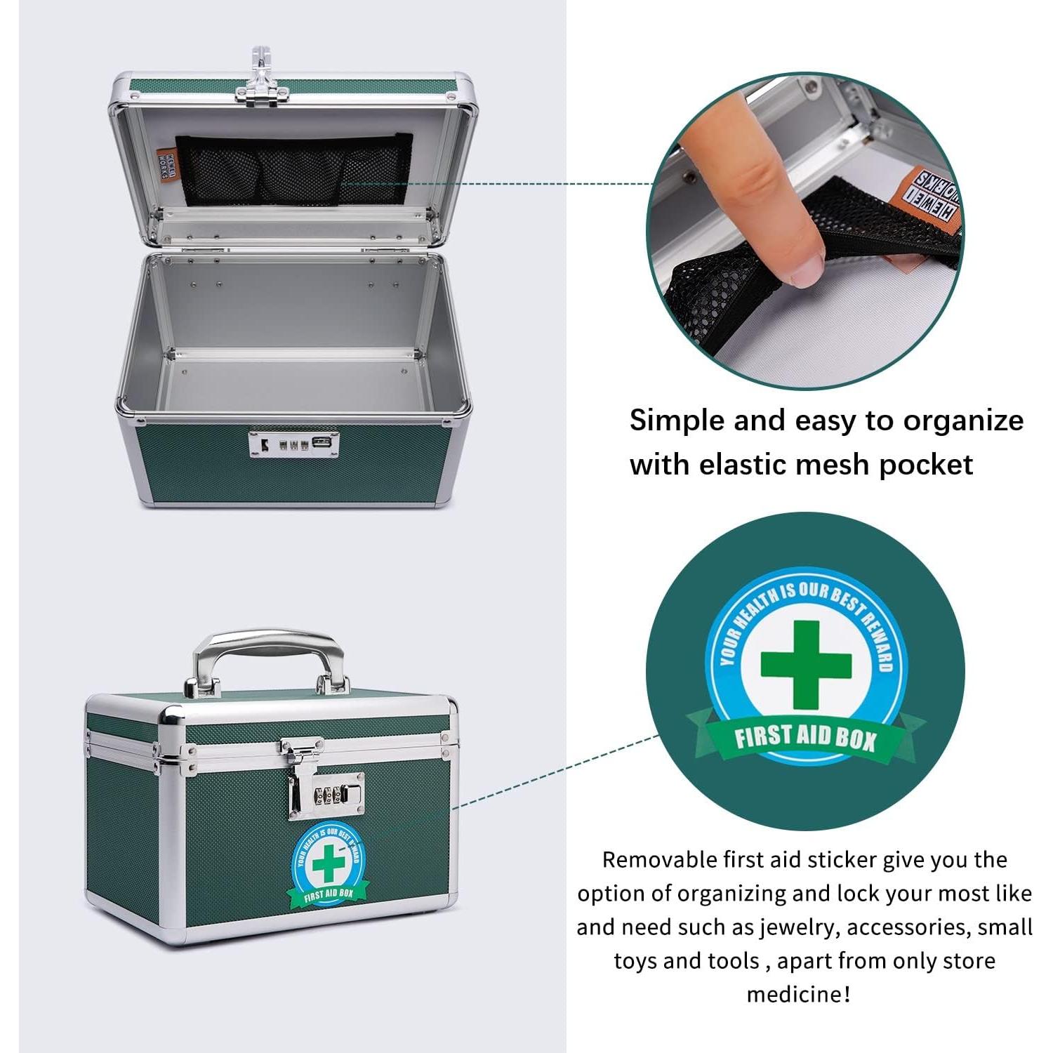 Caja de Medicamentos HEWEI WORKS Verde Cerradura 25.9x17.3 cm