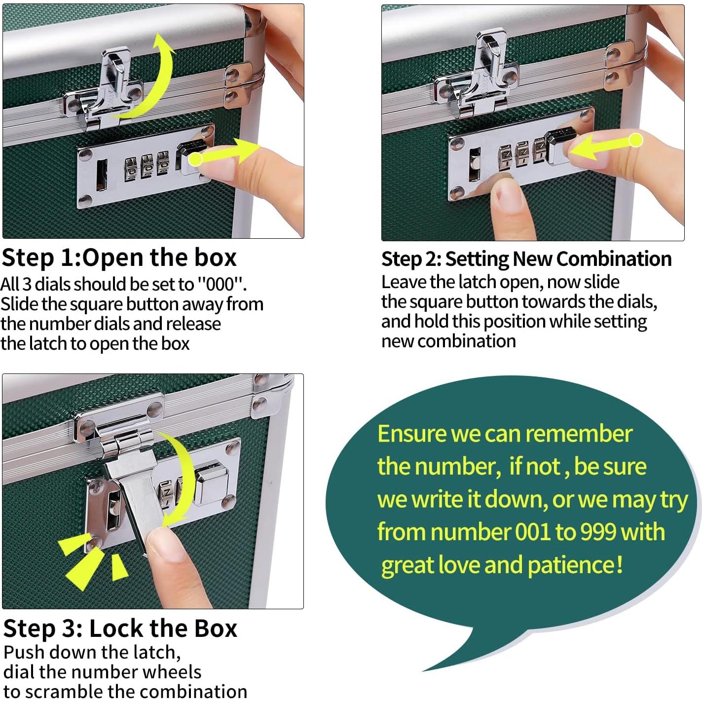 Caja de Medicamentos HEWEI WORKS Verde Cerradura 25.9x17.3 cm