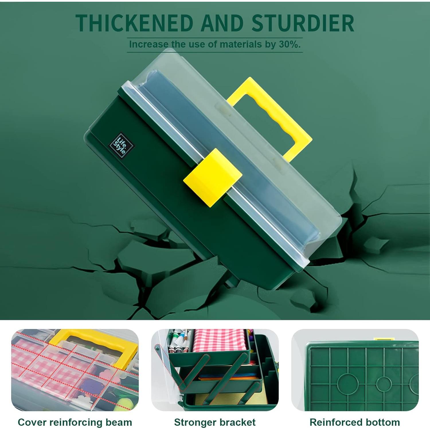 Caja de Almacenamiento Creahaus 3 Capas 33 cm Verde Oscuro