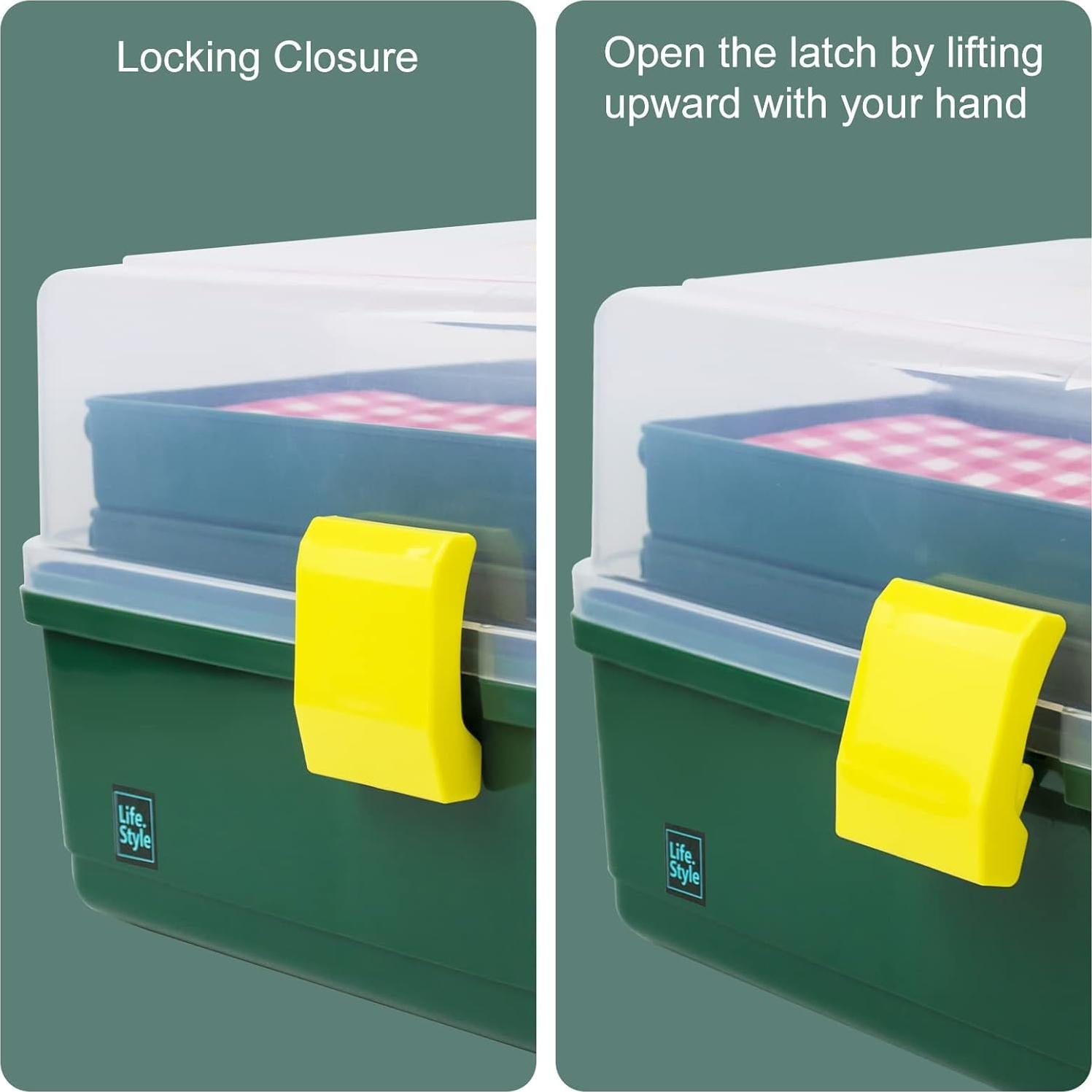 Caja de Almacenamiento Creahaus 3 Capas 33 cm Verde Oscuro