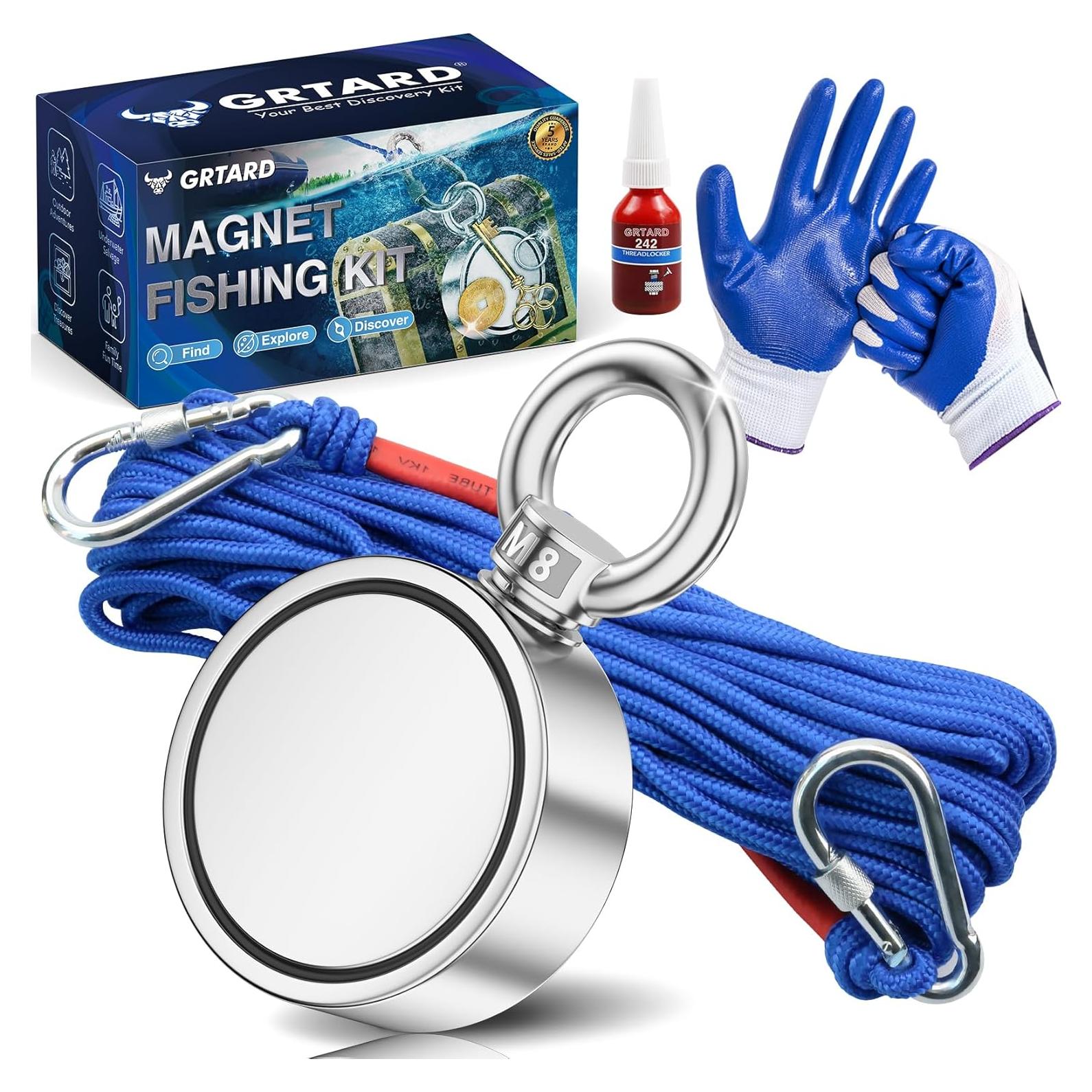 Kit de pesca Grtard imán doble cara 700 lbs 6 cm diámetro