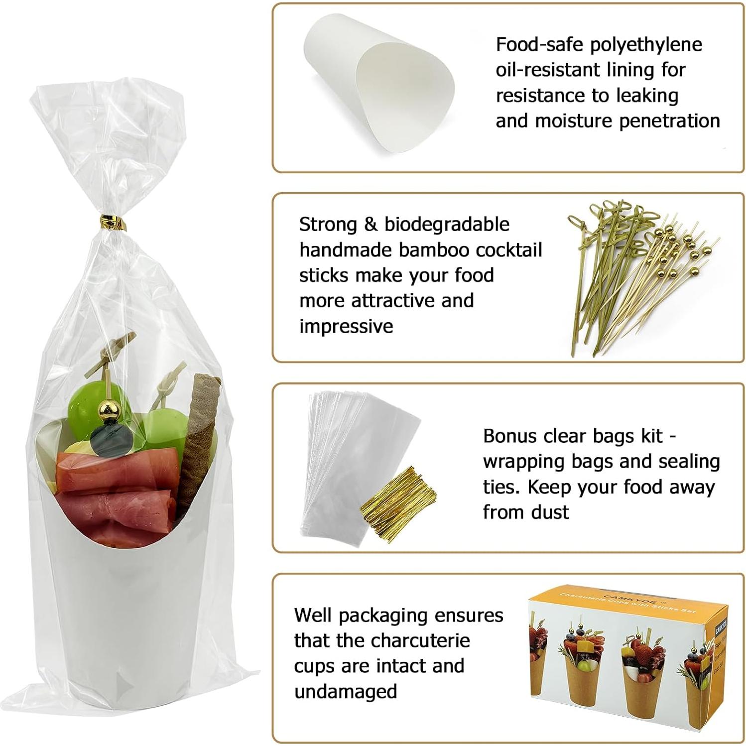 Set de Tazas Desechables para Charcutería CAMKYDE 50 Pzas 12 oz