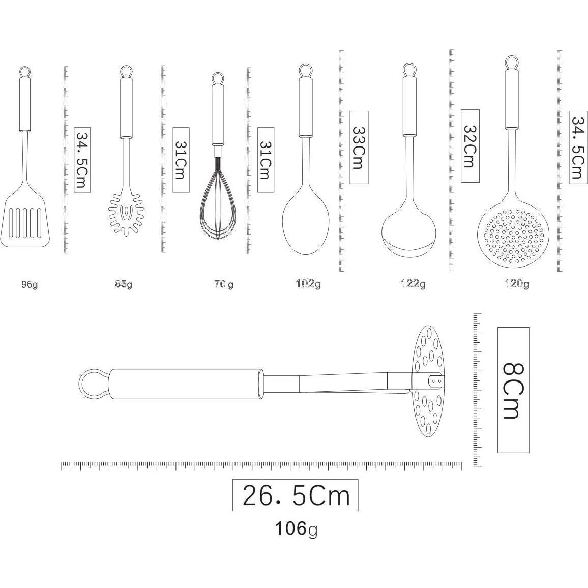 Juego de Utensilios de Cocina Berglander 8 Piezas Acero Inoxidable