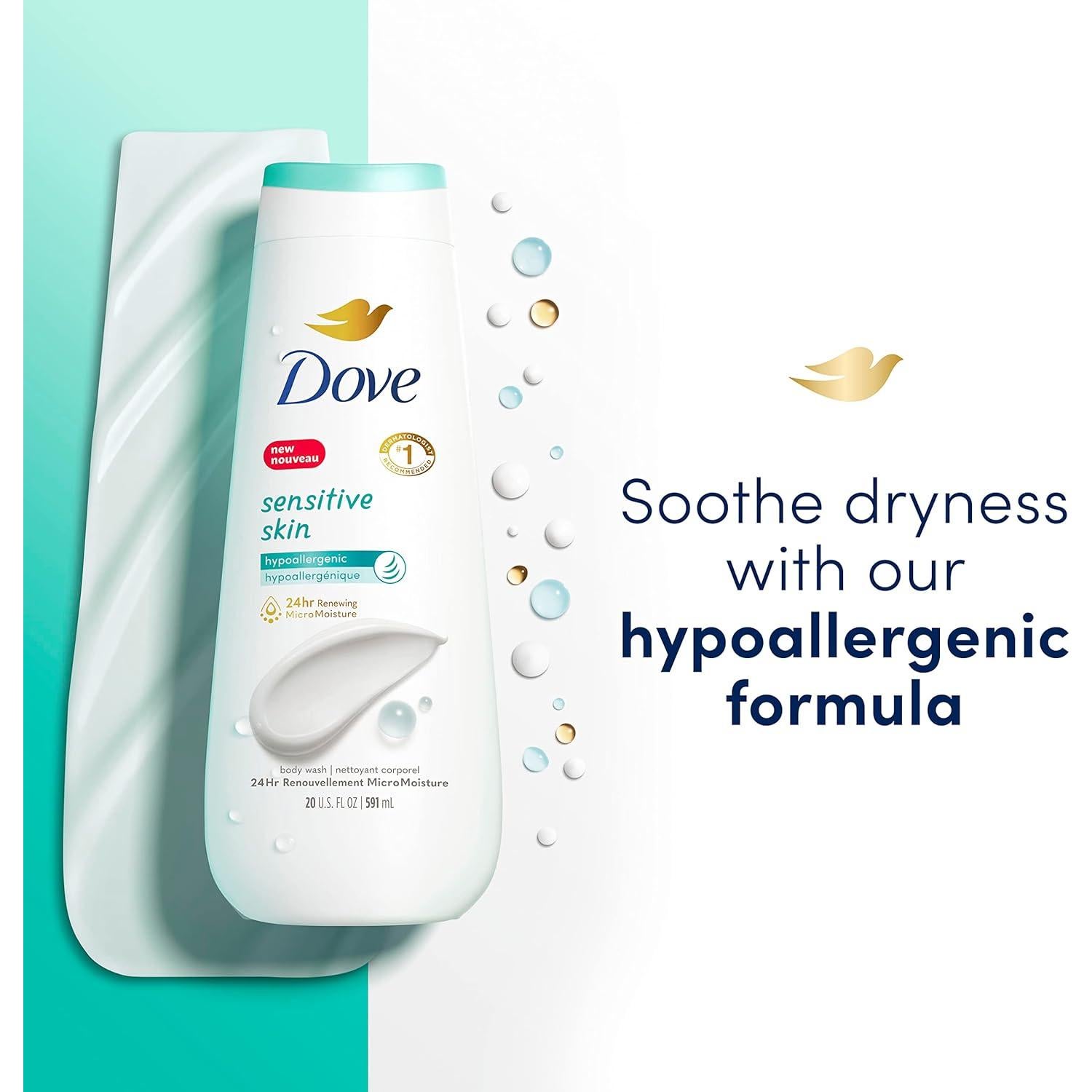 Gel de Ducha Hipoalergénico Dove Piel Sensible 4 Pack 591 ml