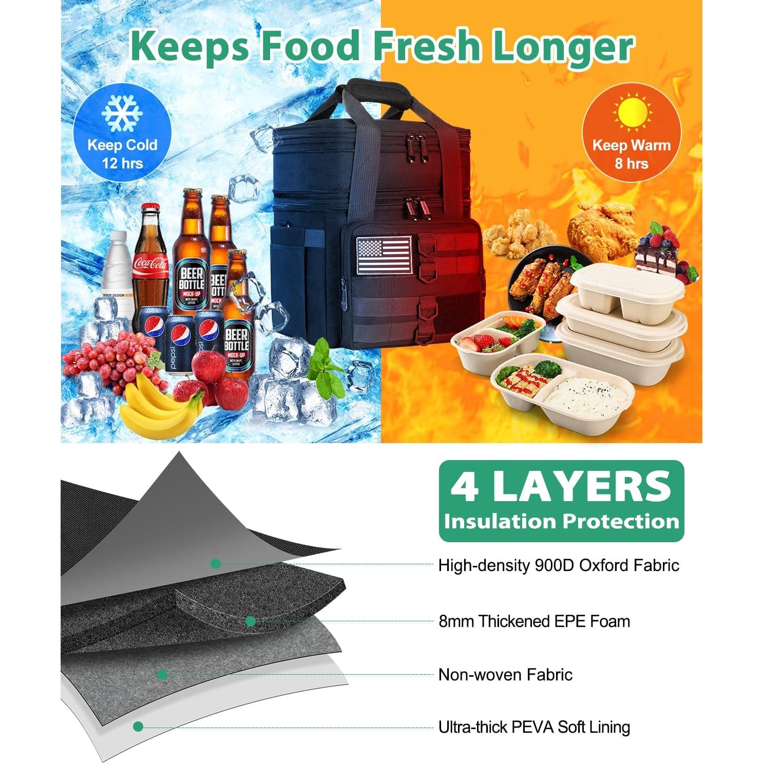 Bolsa de Almuerzo Aislada SumeStar 16.5L Doble Compartimento Negro