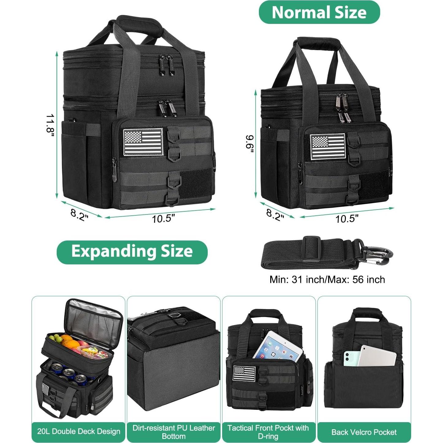 Bolsa de Almuerzo Aislada SumeStar 16.5L Doble Compartimento Negro