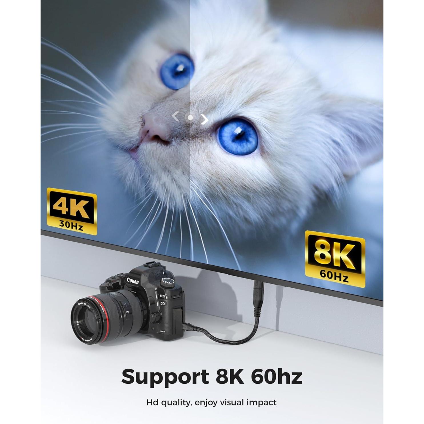 Adaptador Micro HDMI a HDMI Cratree 8K 0.15m Soporta HDR