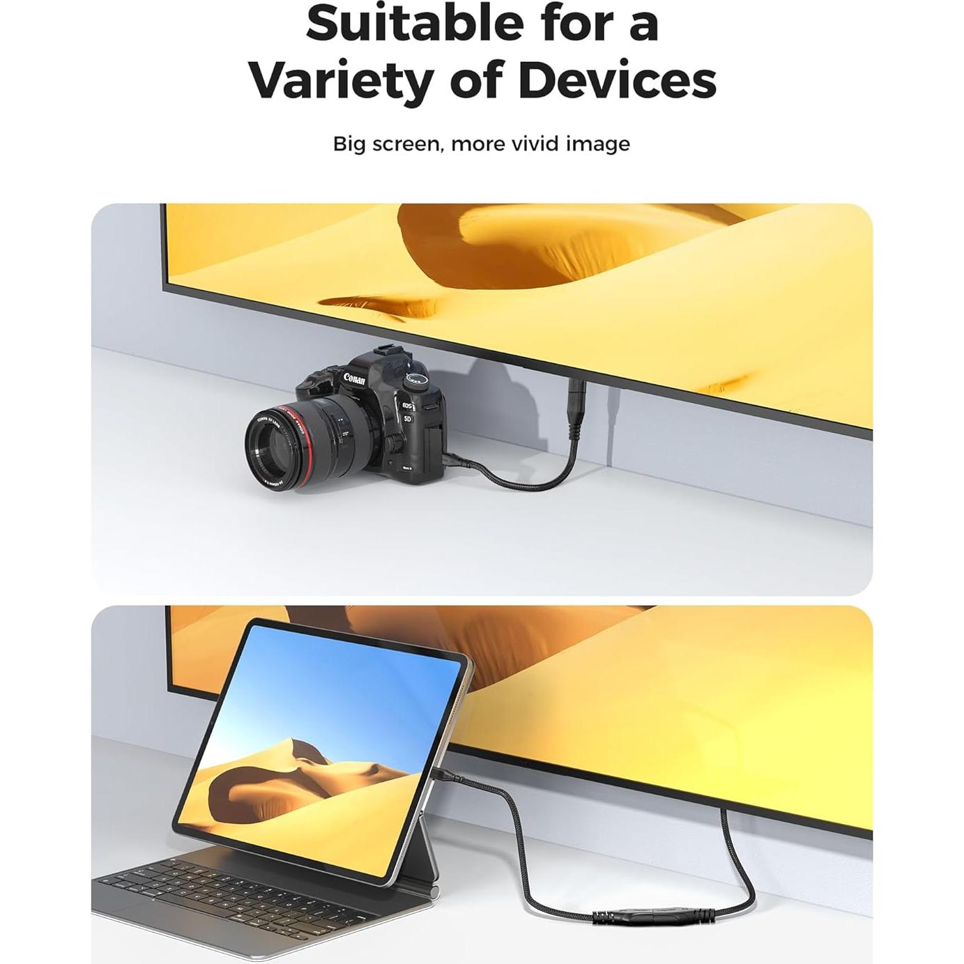 Adaptador Micro HDMI a HDMI Cratree 8K 0.15m Soporta HDR