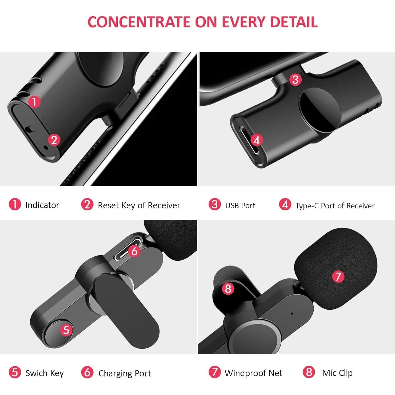 Micrófono Lavalier Inalámbrico Aisizon A5d para Smartphone