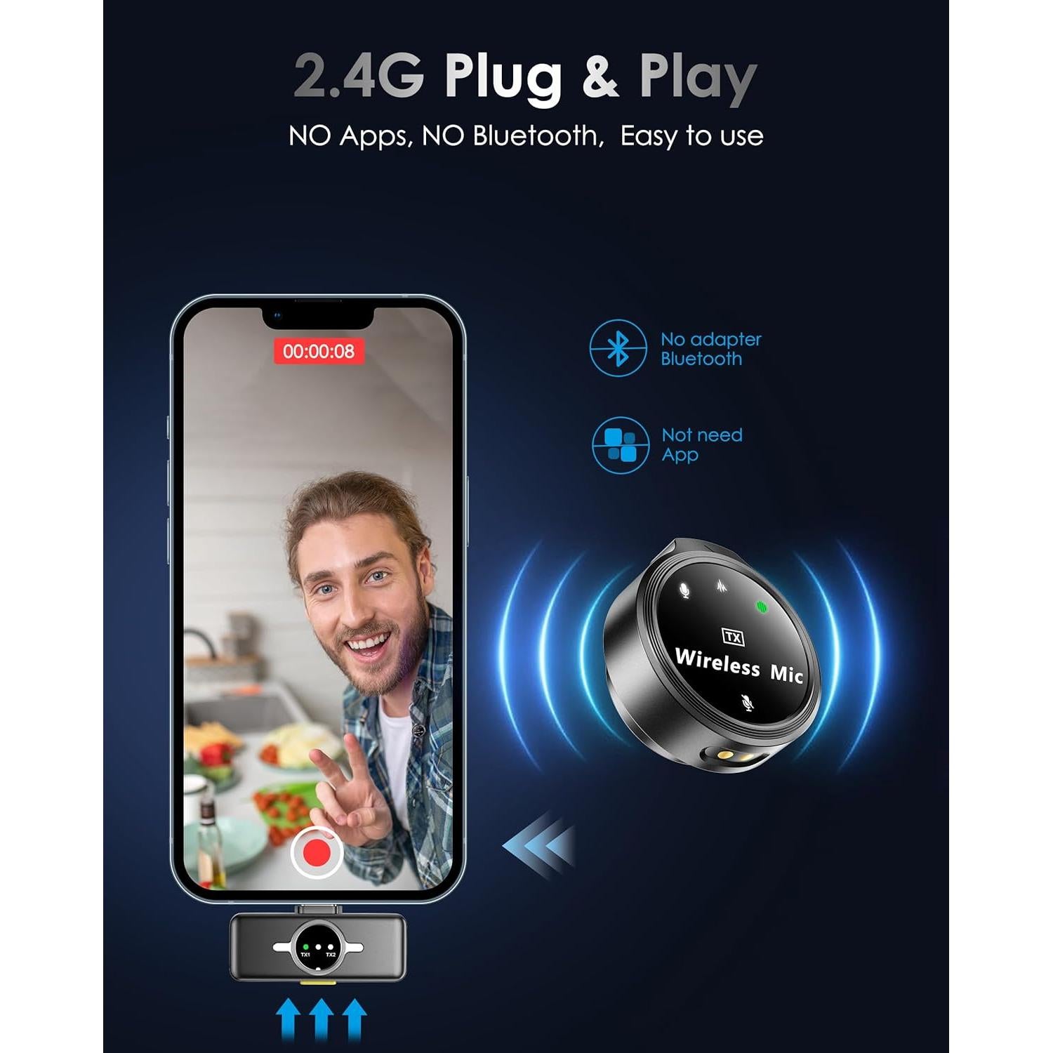 Micrófono Lavalier Inalámbrico Lincisoonic A6 USB-C 14h