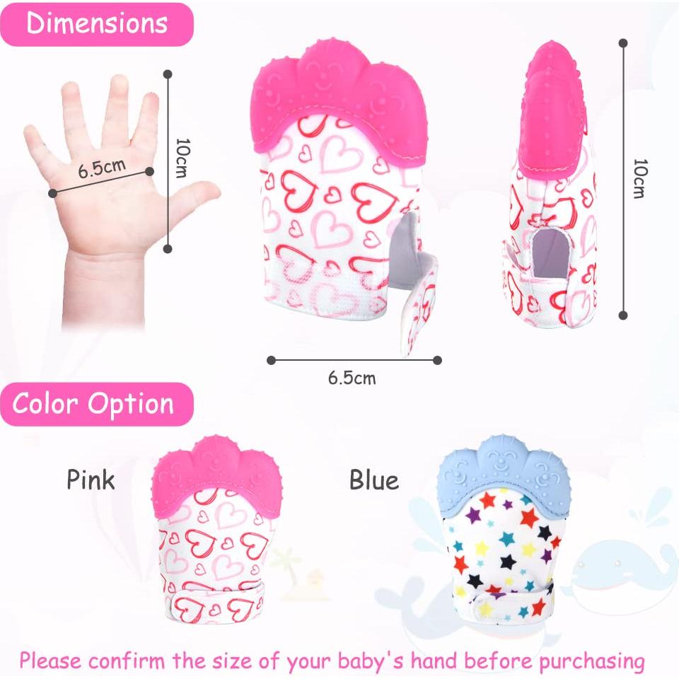 2 Mitones de Silicona para Dentición Vicloon - Bebés 0-12 Meses