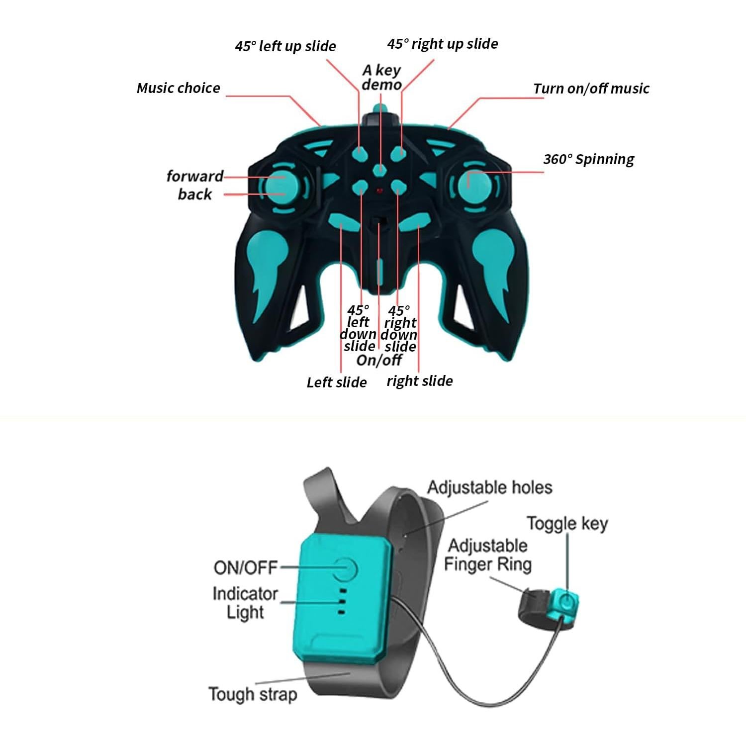 Coche Acrobático RC SYOZAC 1:18 Detección de Gestos Azul