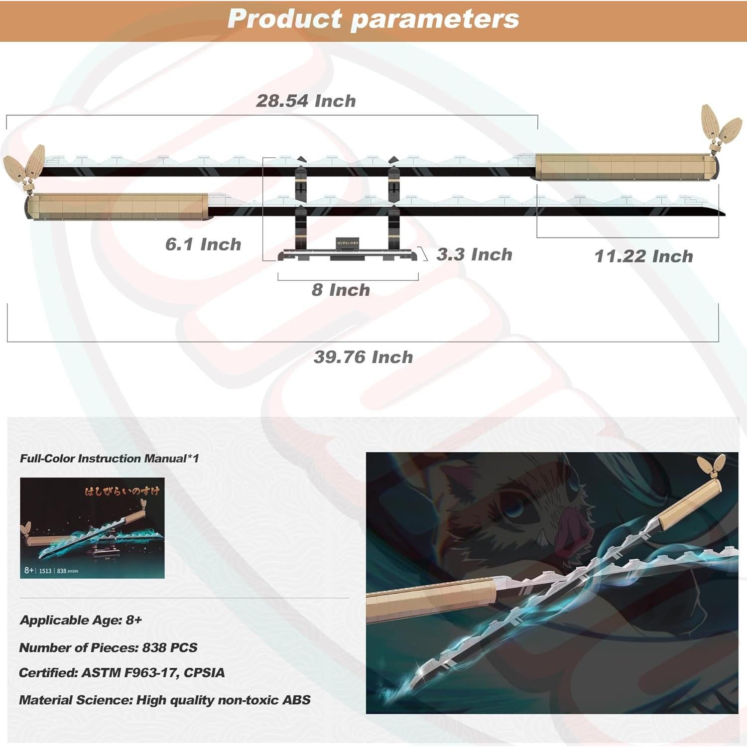 Conjunto de Espadas de Construcción Jorumo Inosuke 101.6 cm 838 Piezas