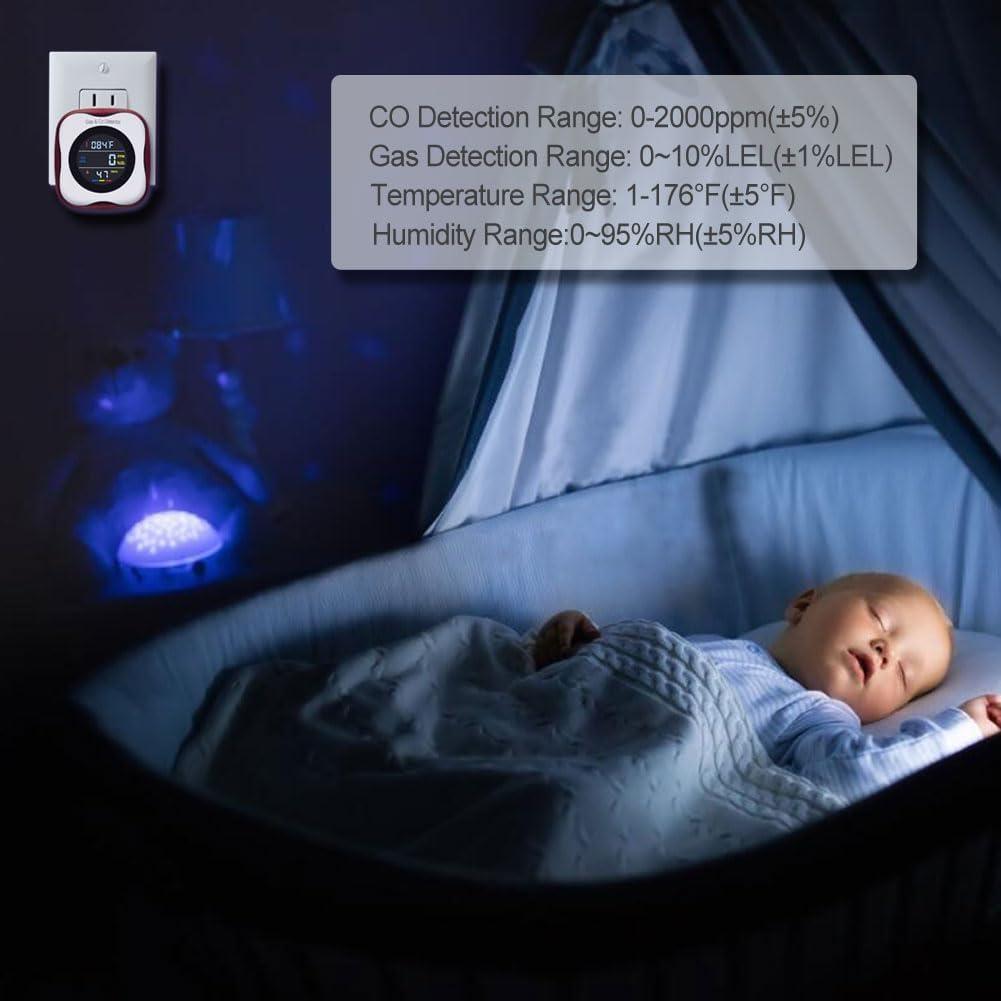 Detector de Monóxido de Carbono y Gas WESHLGD 4 en 1