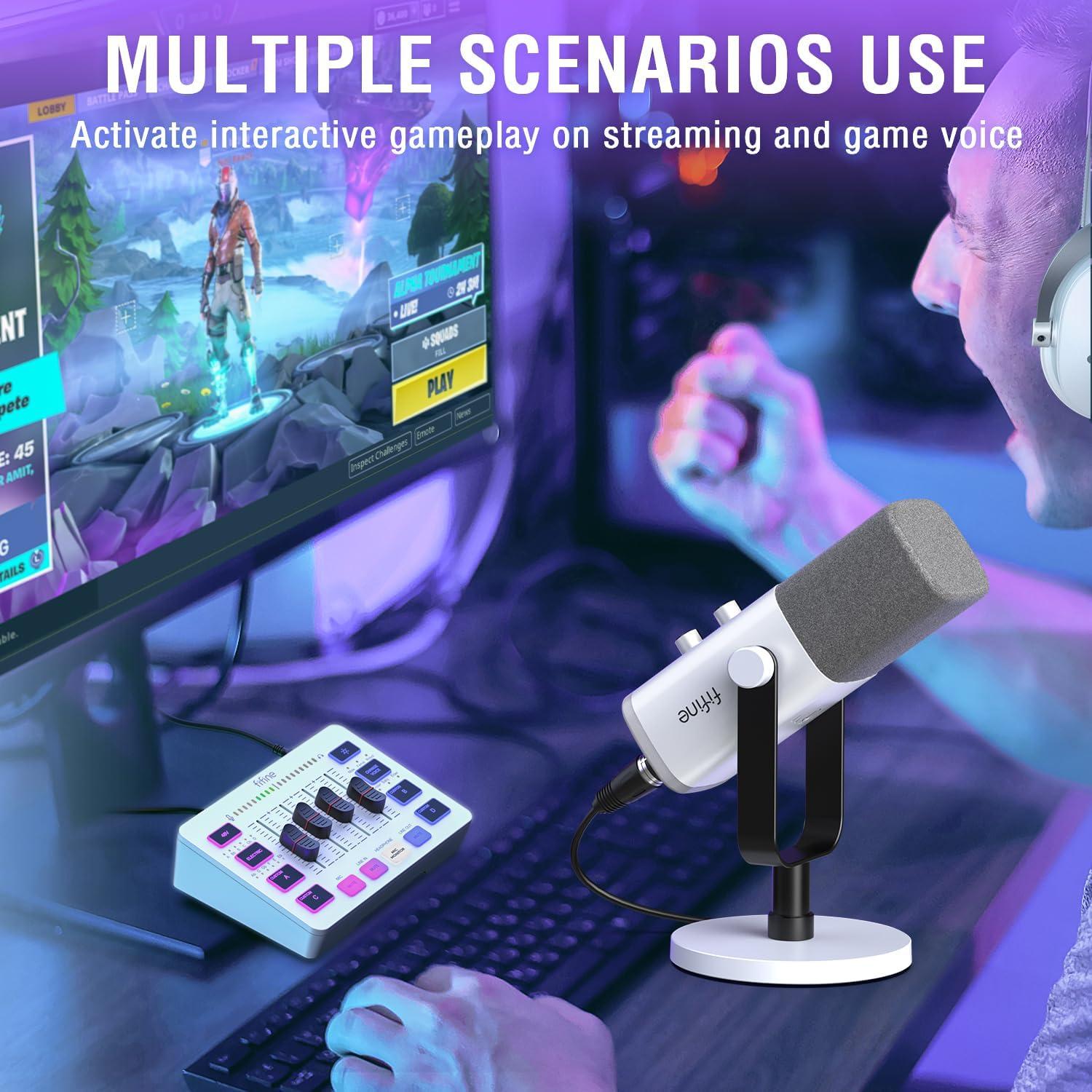 Paquete de Equipos de Juego FIFINE KS5W Micrófono y Mezclador