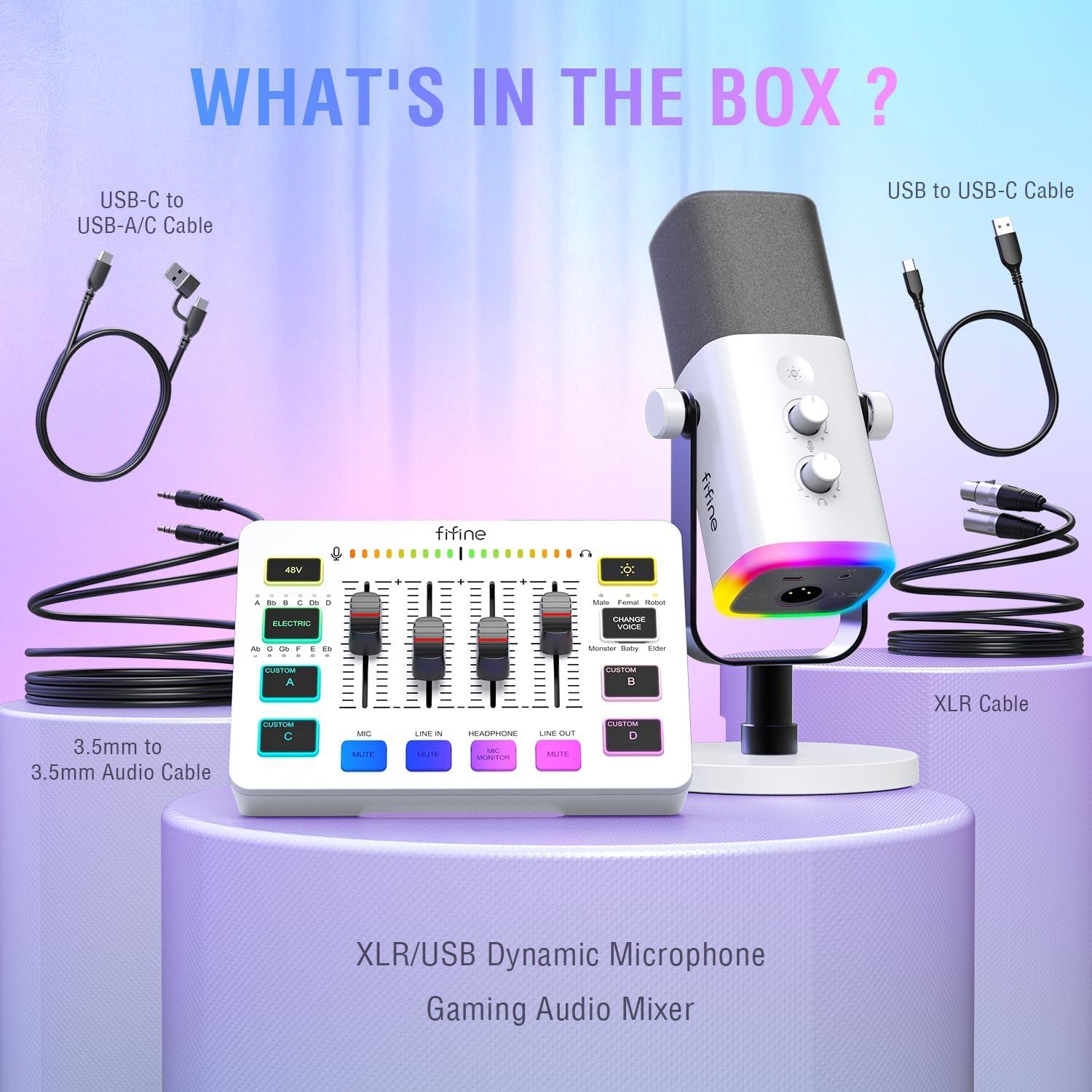 Paquete de Equipos de Juego FIFINE KS5W Micrófono y Mezclador