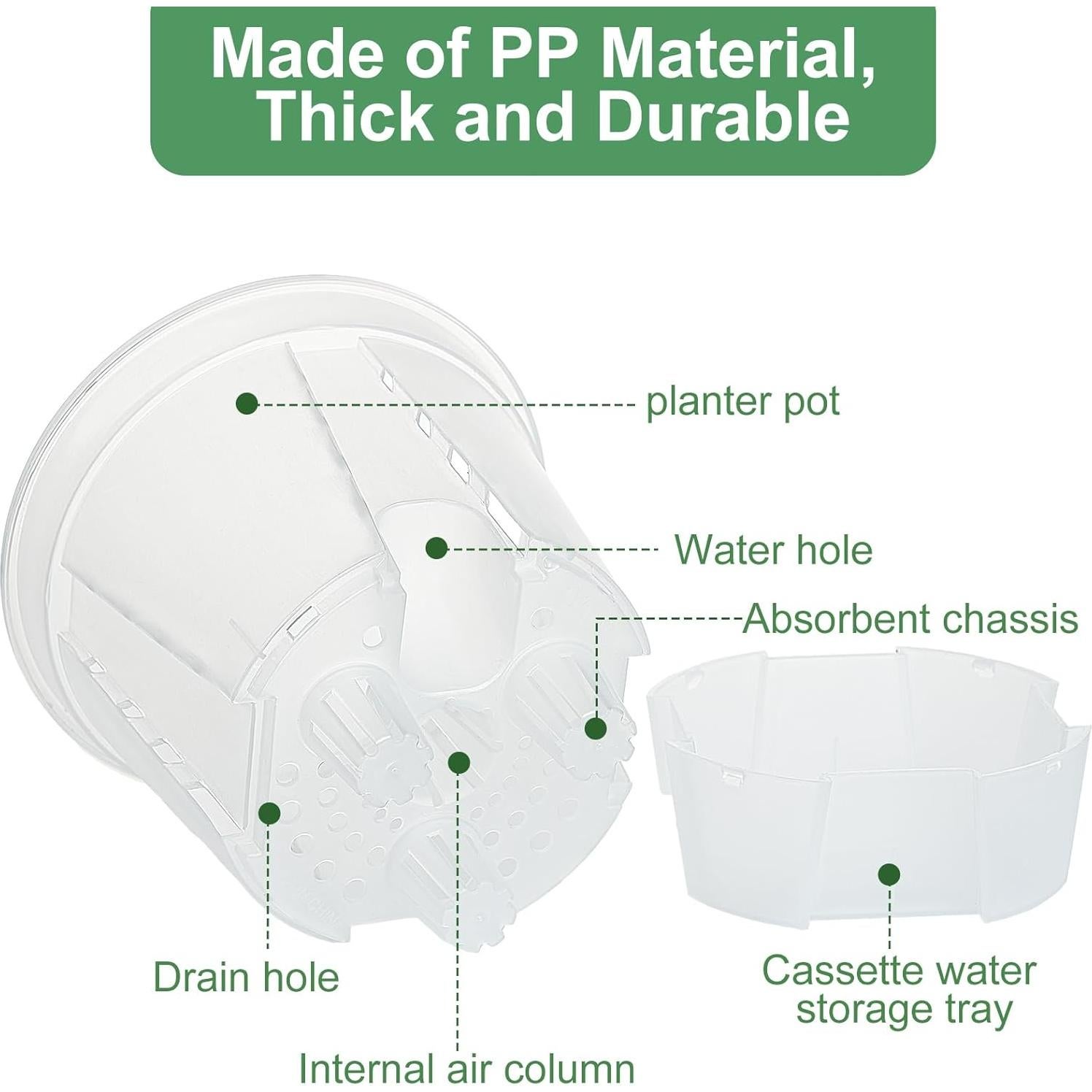 Macetas Autorriego IWNTWY Set de 5 Transparentes 15 cm