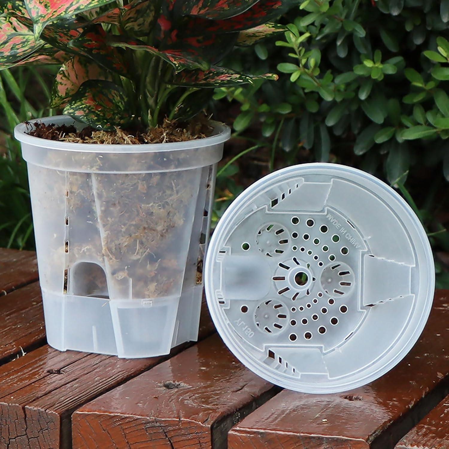 Macetas Autorriego IWNTWY Set de 5 Transparentes 15 cm