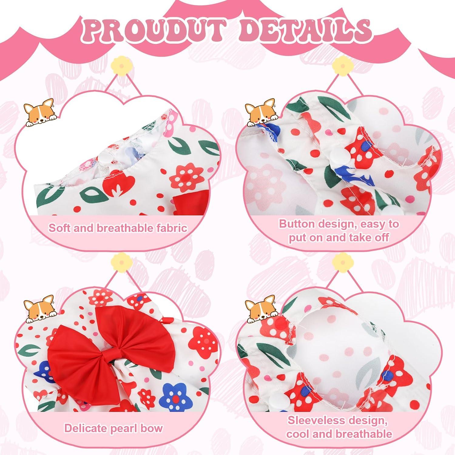 Vestidos para Perros Saintrygo 5 Piezas Estilo Verano