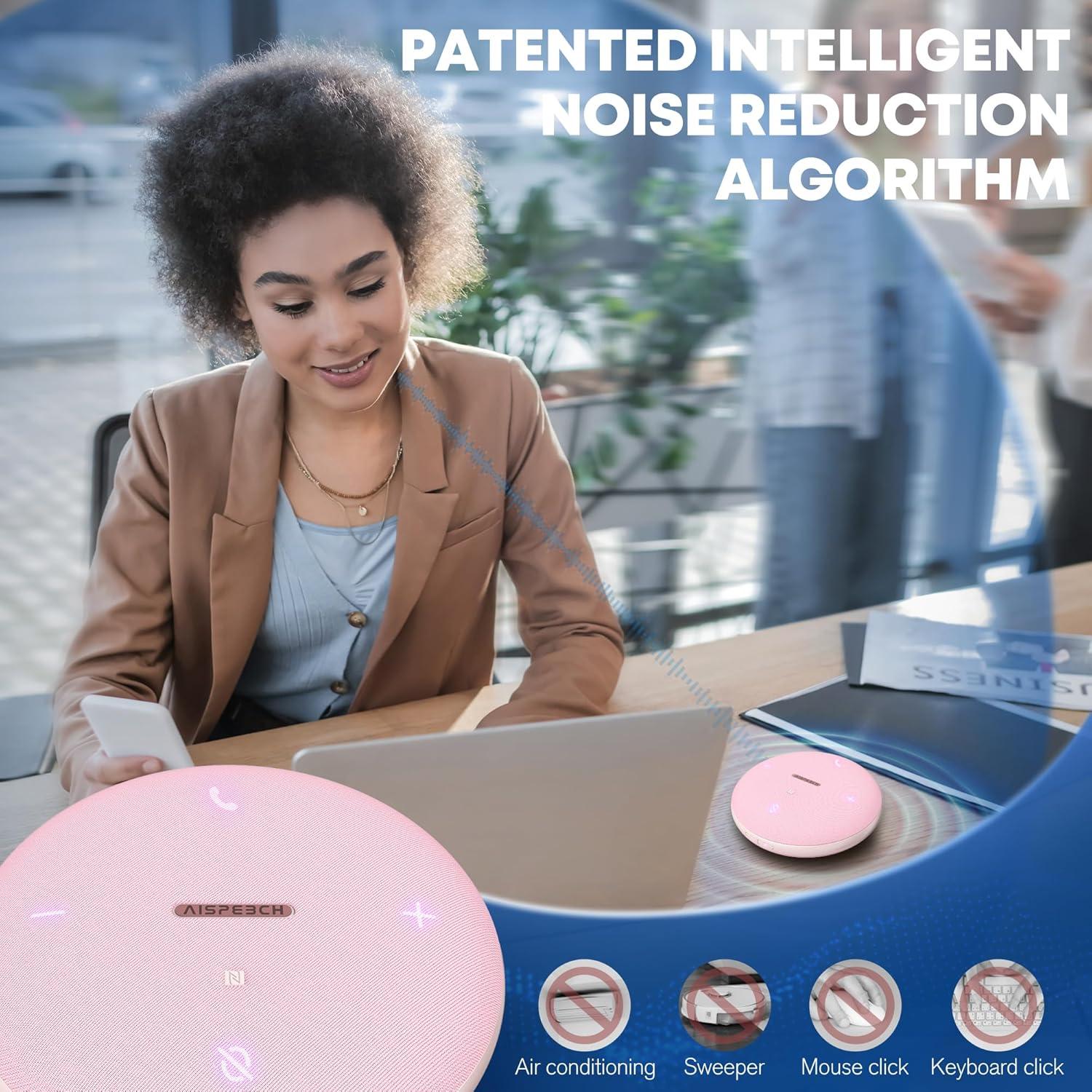 Altavoz Bluetooth M4 AISPEECH 360° con Micrófono AI Rosa