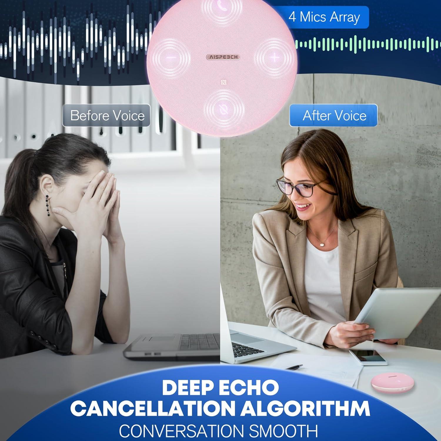 Altavoz Bluetooth M4 AISPEECH 360° con Micrófono AI Rosa