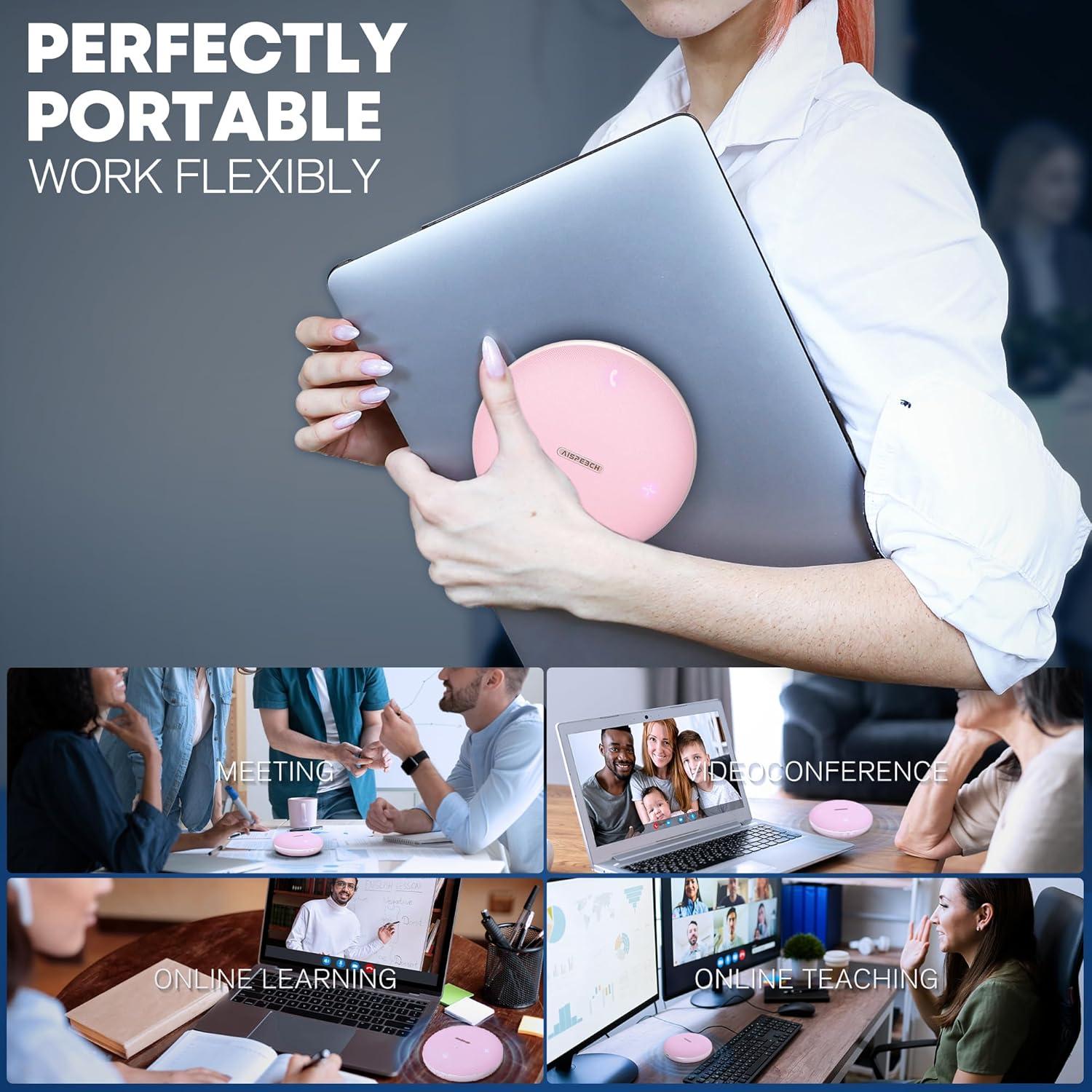 Altavoz Bluetooth M4 AISPEECH 360° con Micrófono AI Rosa