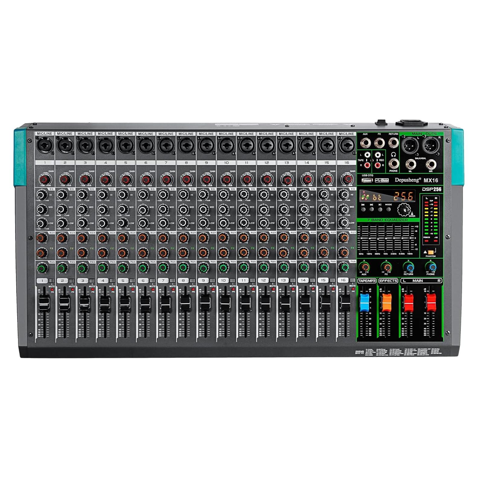 Mezclador de Sonido Depusheng MX16 16 Canales USB 48V DSP