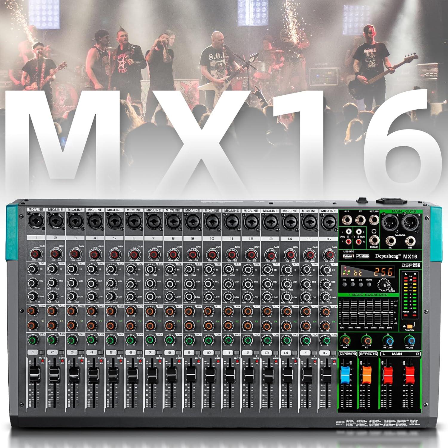 Mezclador de Sonido Depusheng MX16 16 Canales USB 48V DSP
