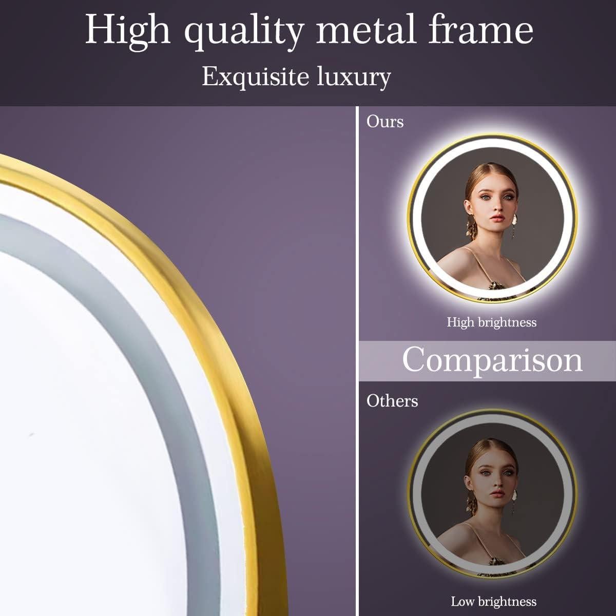 Espejo LED Redondo TiliKuly 45.72 cm Dorado Regulable 3 Colores