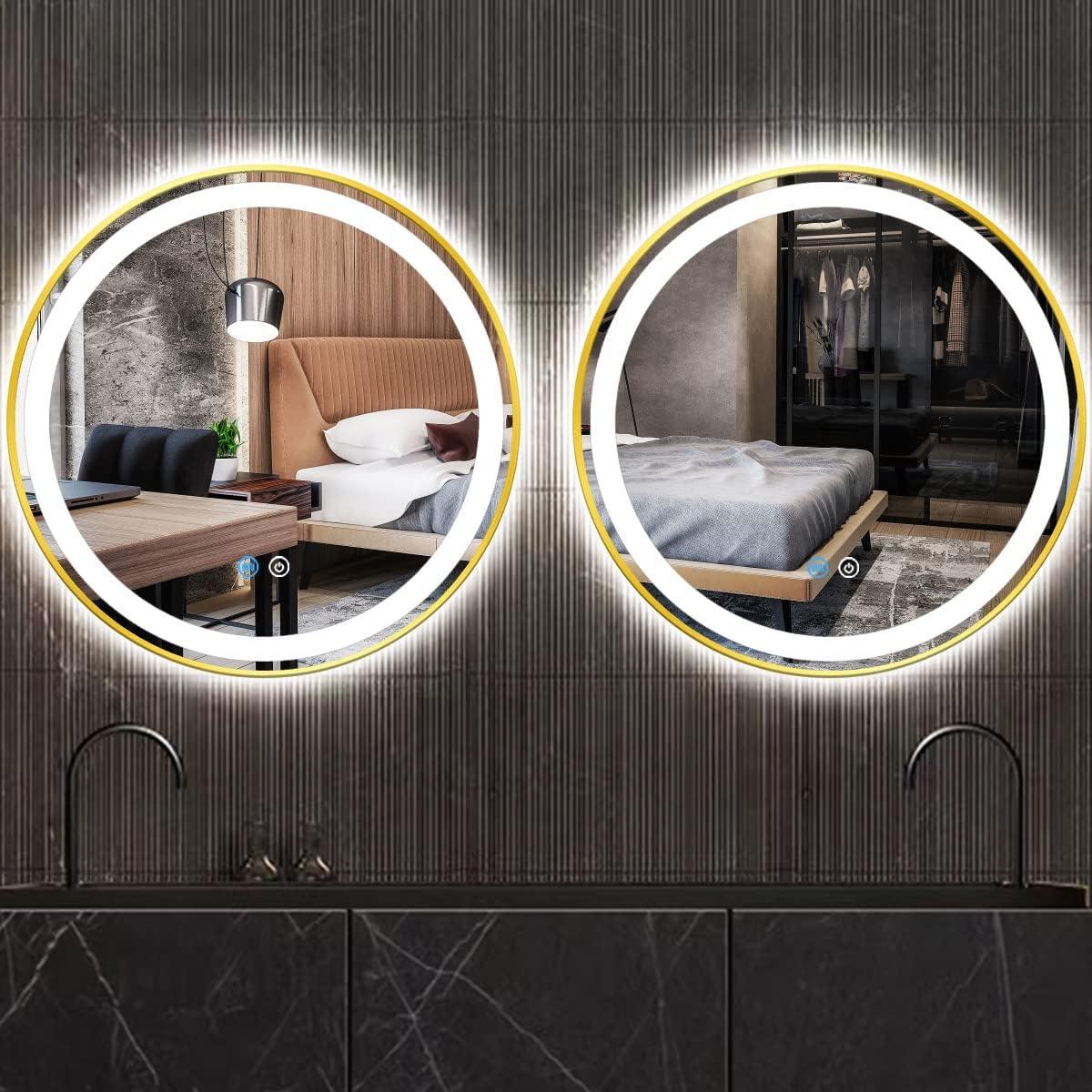 Espejo LED Redondo TiliKuly 45.72 cm Dorado Regulable 3 Colores