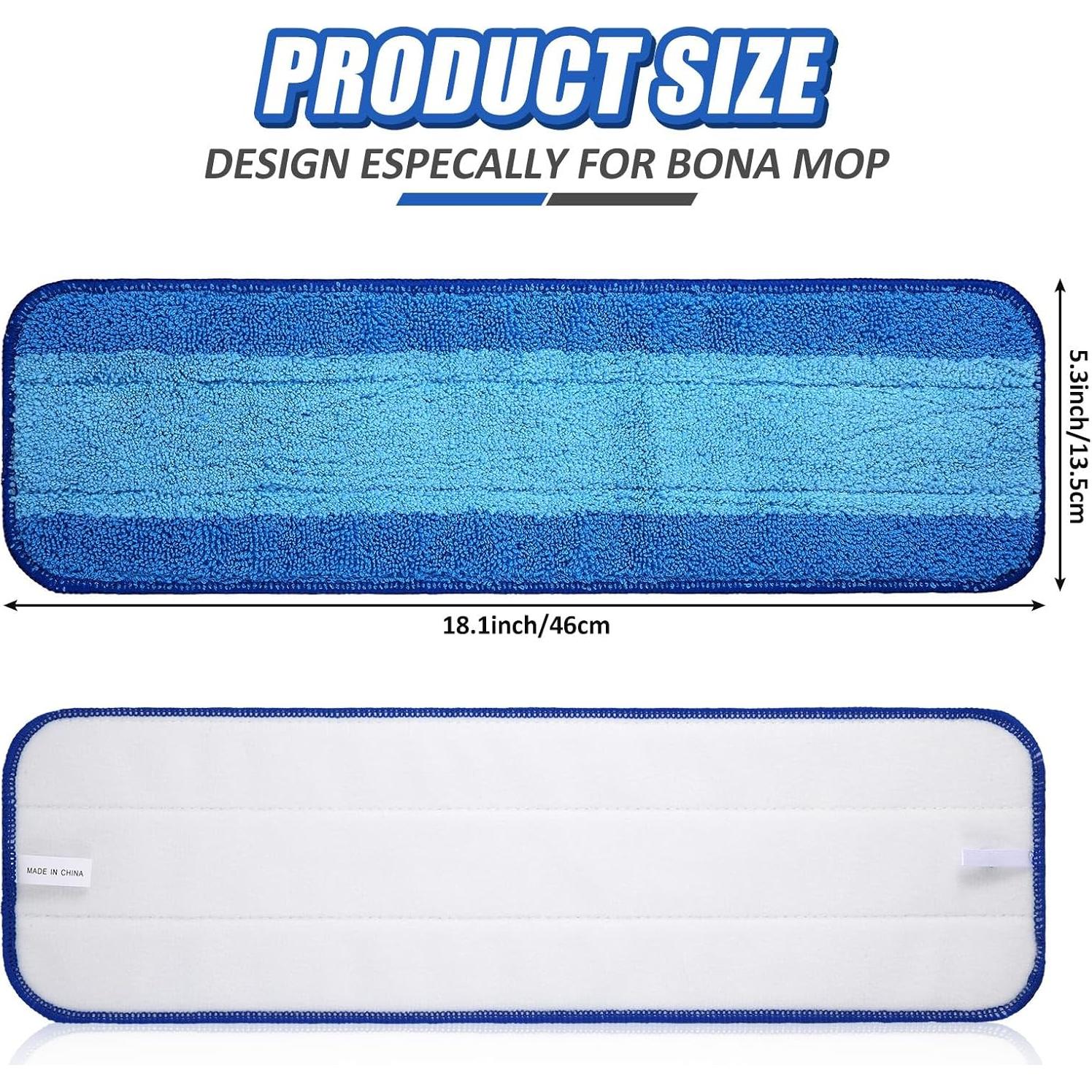 4 Almohadillas de Microfibra Gandeer para Mop Bona 45.7x13.5cm