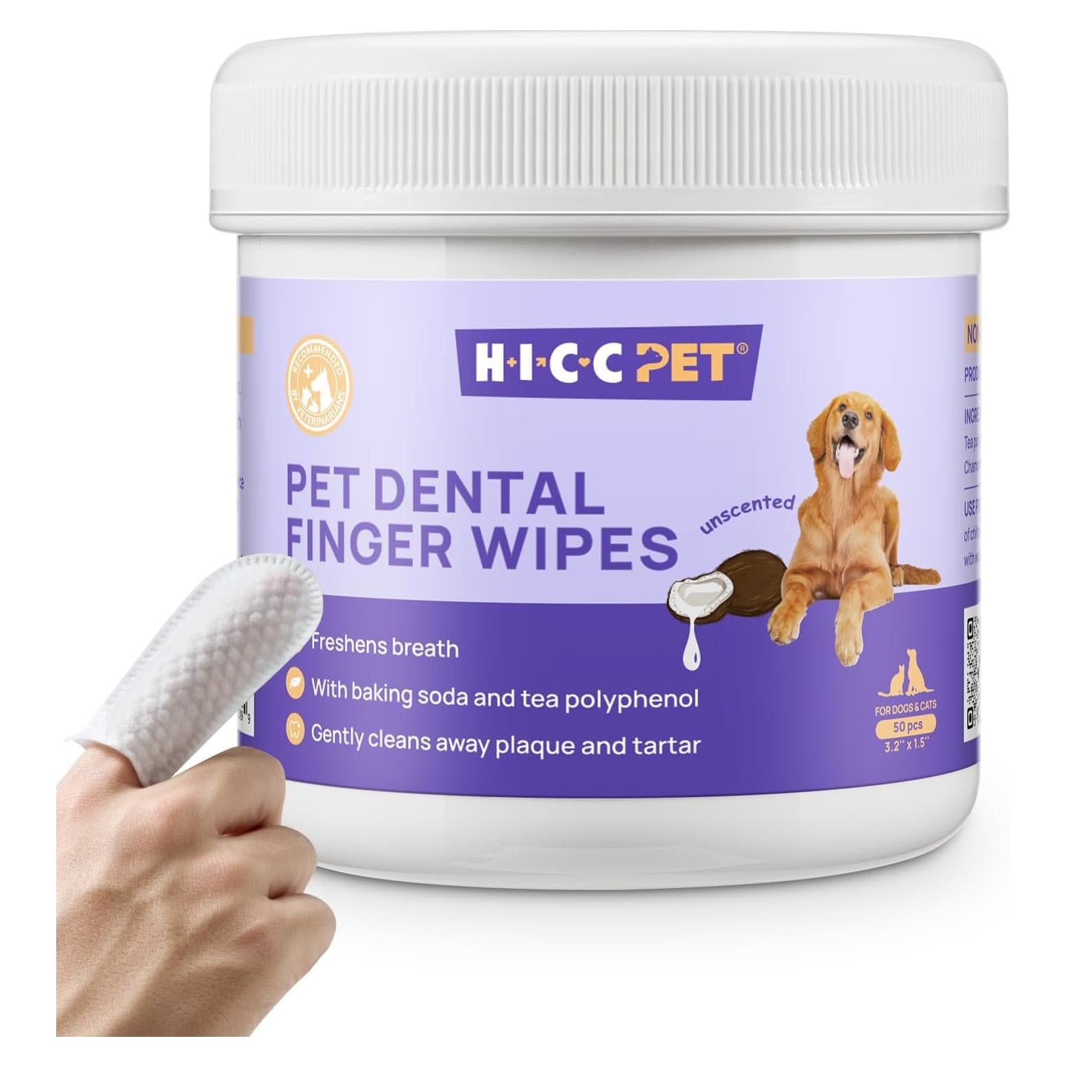 Toallitas Limpiadoras HICC para Dientes de Perros y Gatos 50u