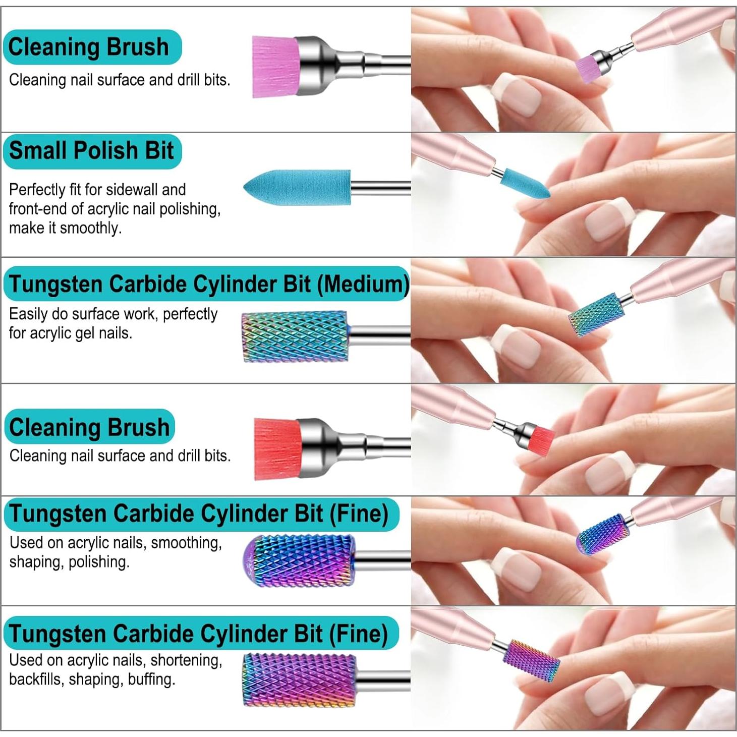 Juego de 25 Brocas para Uñas Cellentool 2.38 mm con Caja