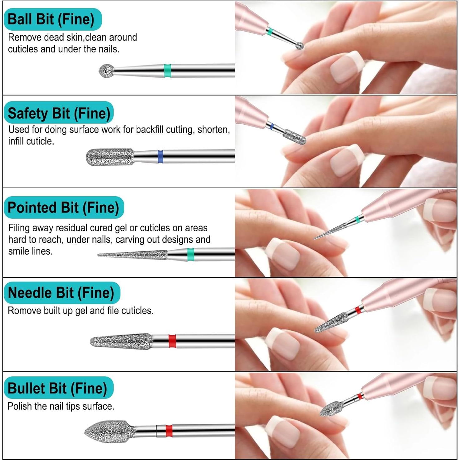 Juego de 25 Brocas para Uñas Cellentool 2.38 mm con Caja