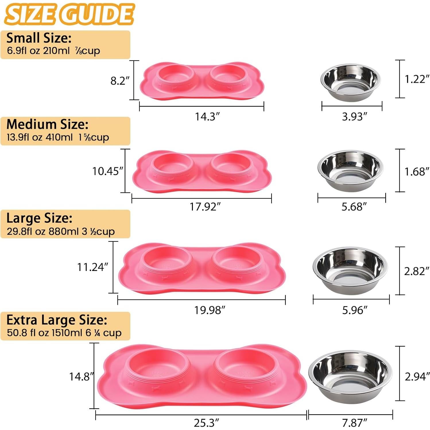 Tazones para Perros Hubulk 2 Acero Inoxidable Rosa Antideslizante