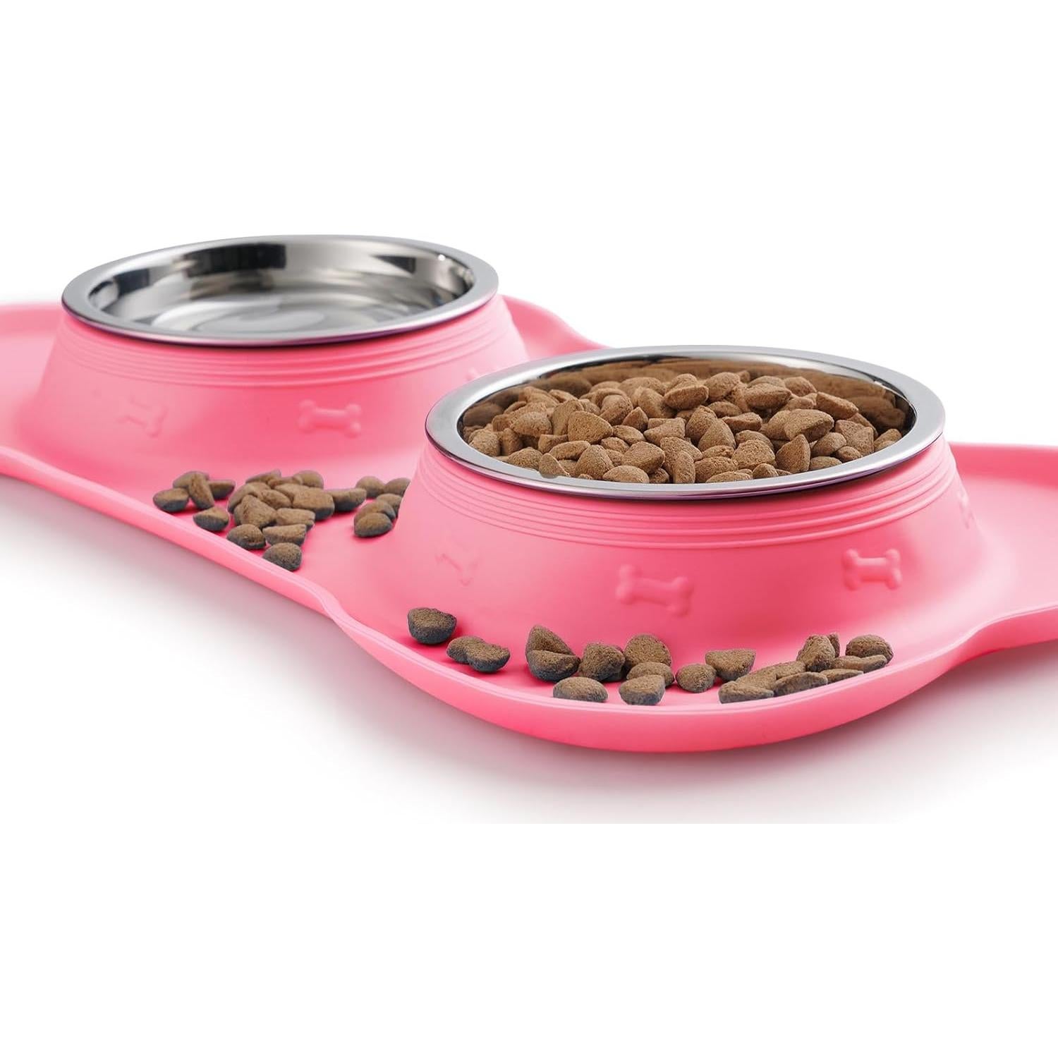 Tazones para Perros Hubulk 2 Acero Inoxidable Rosa Antideslizante