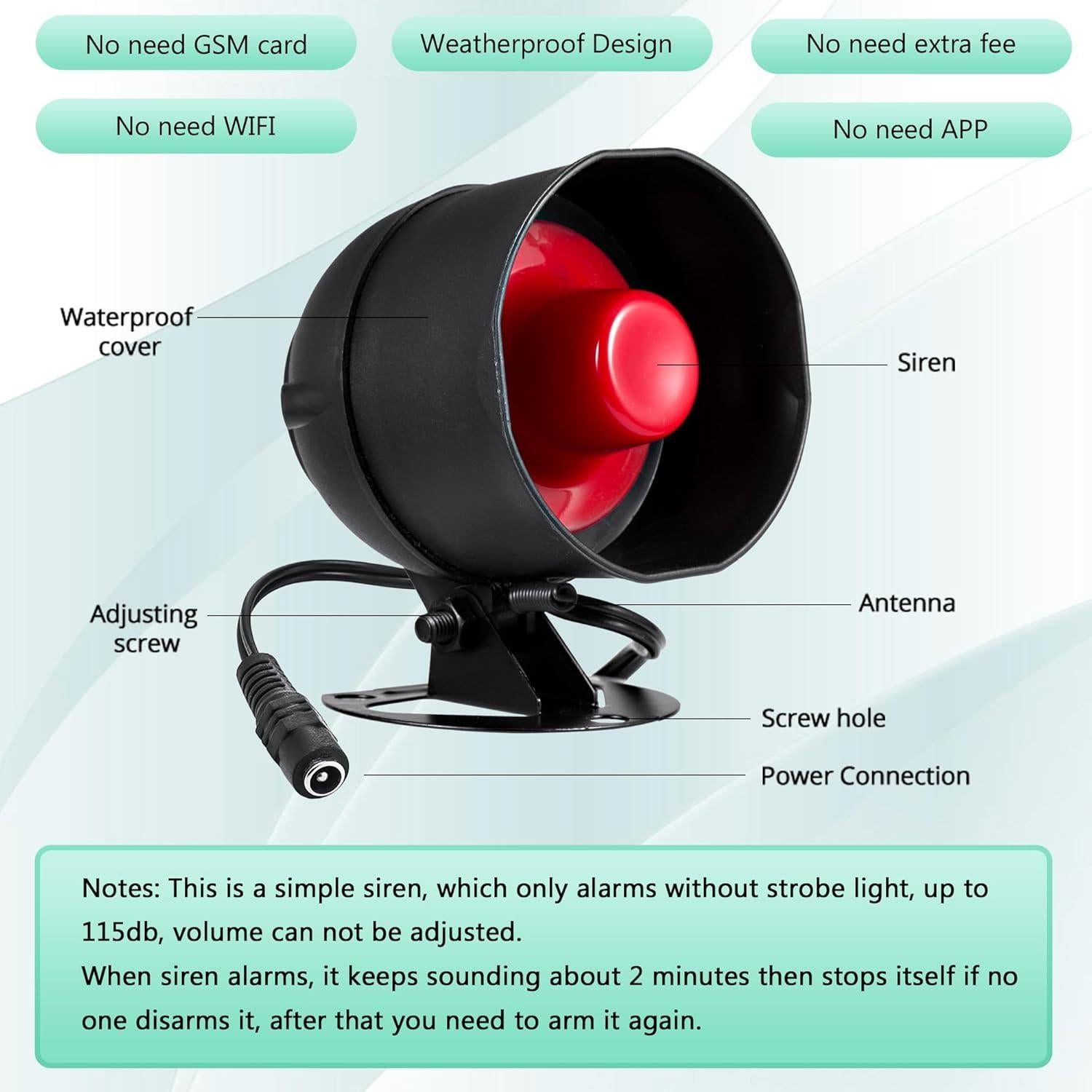 Sistema de alarma KERUI H01 inalámbrico 115 dB para hogar