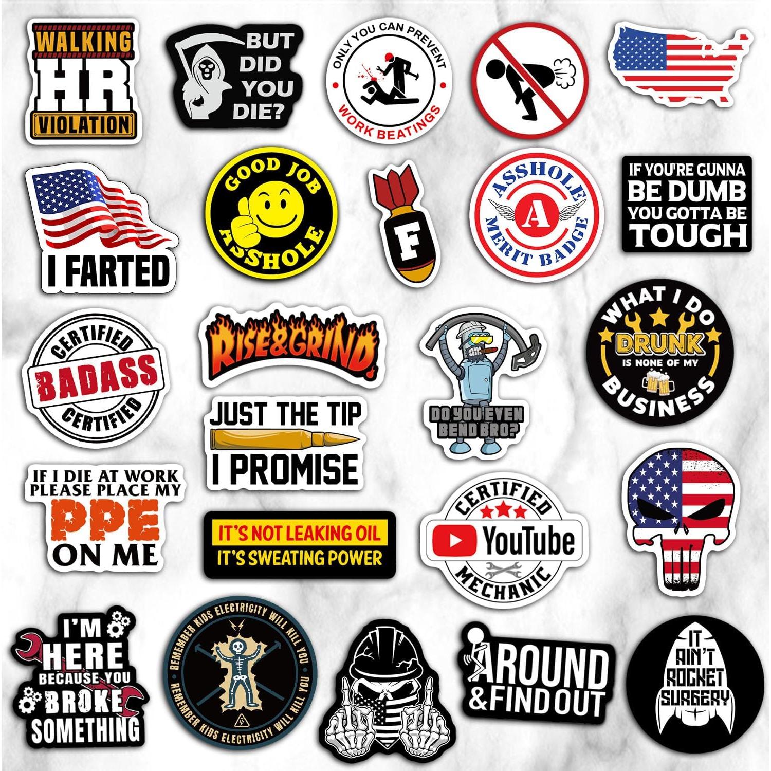 200 Pegatinas Divertidas Puraesla para Casco y Herramientas